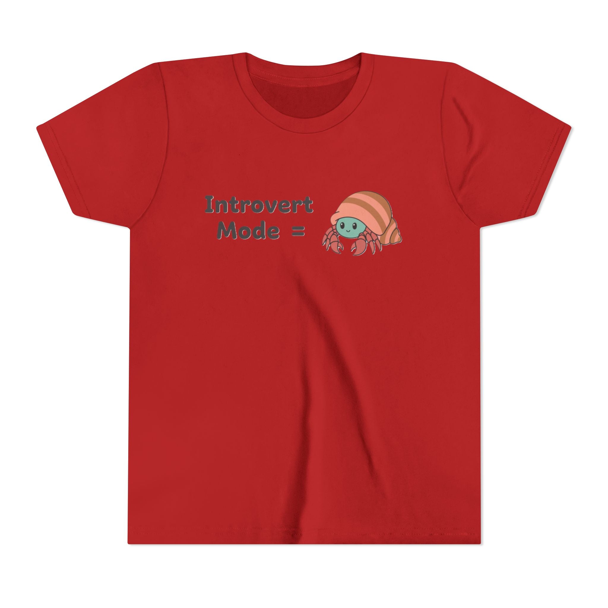 Introvert Mode Kids Tee — Cute Hermit Crab Graphic Youth Shirt