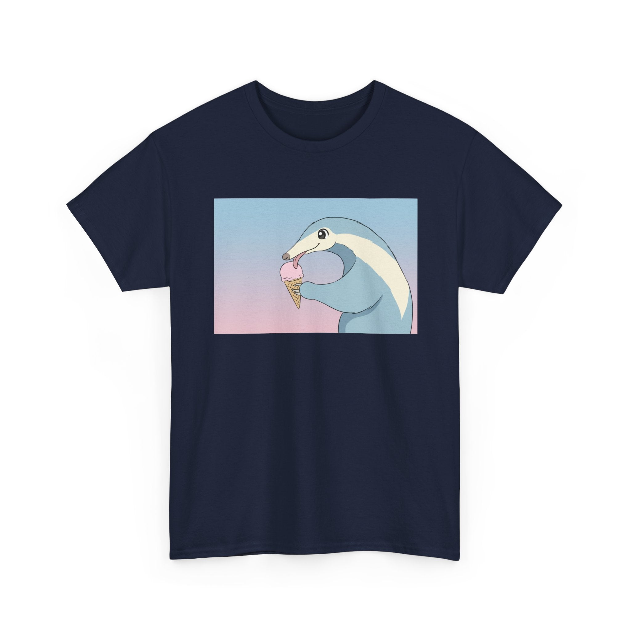 Anteater Eating Ice Cream T-Shirt — Cute Pastel Animal Graphic Tee - Adult