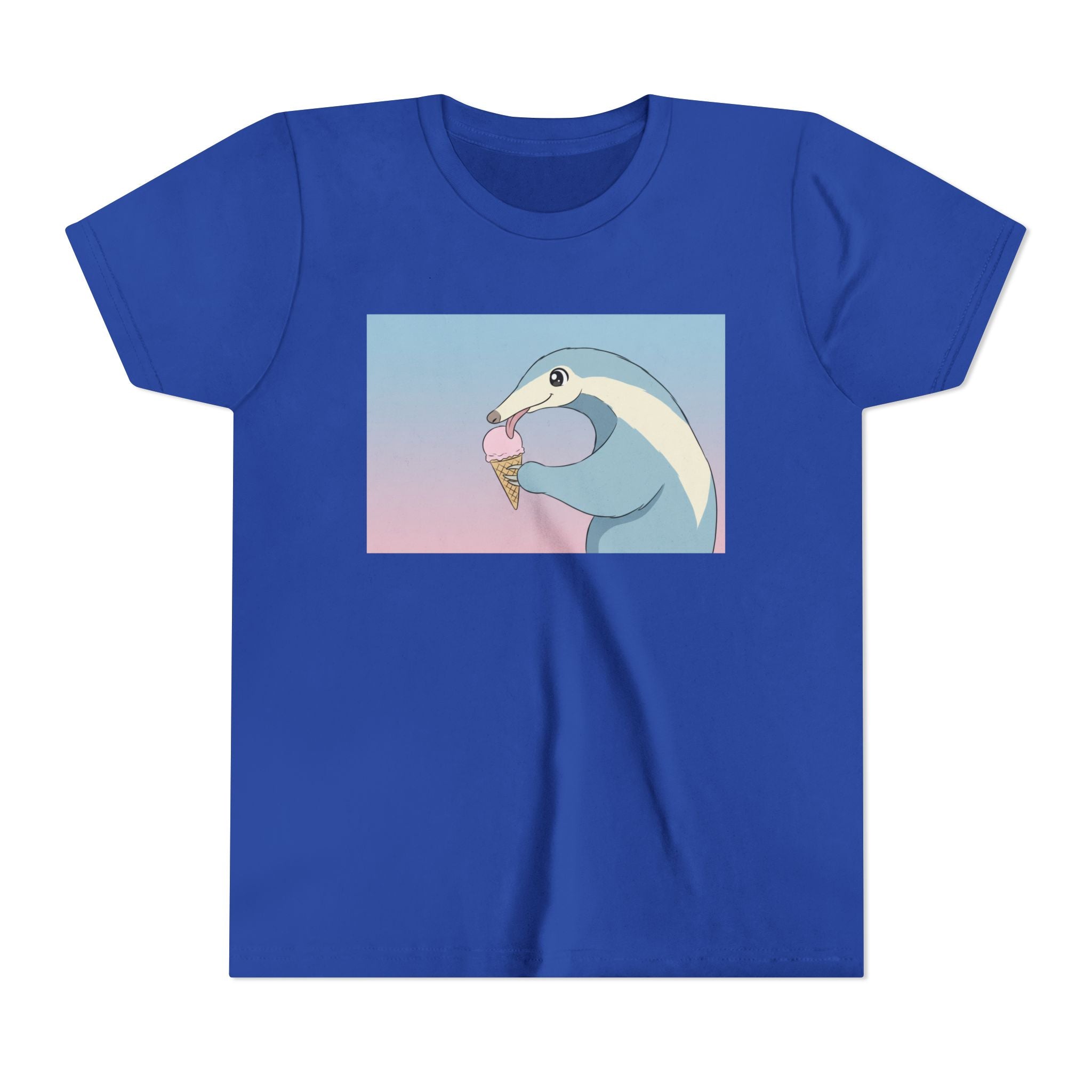 Anteater Eating Ice Cream Kids Tee — Cute Pastel Animal Graphic Youth T-Shirt - Kids