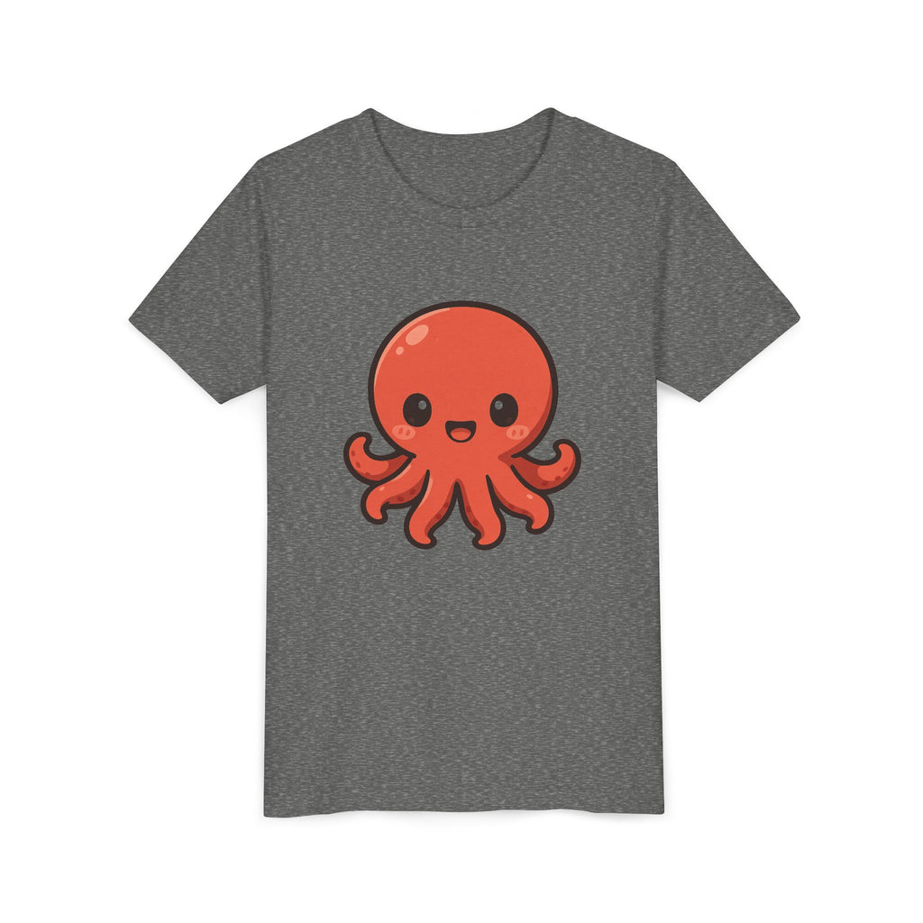 Cute Red Octopus Youth Tee — Kawaii Sea Animal Kids T-Shirt