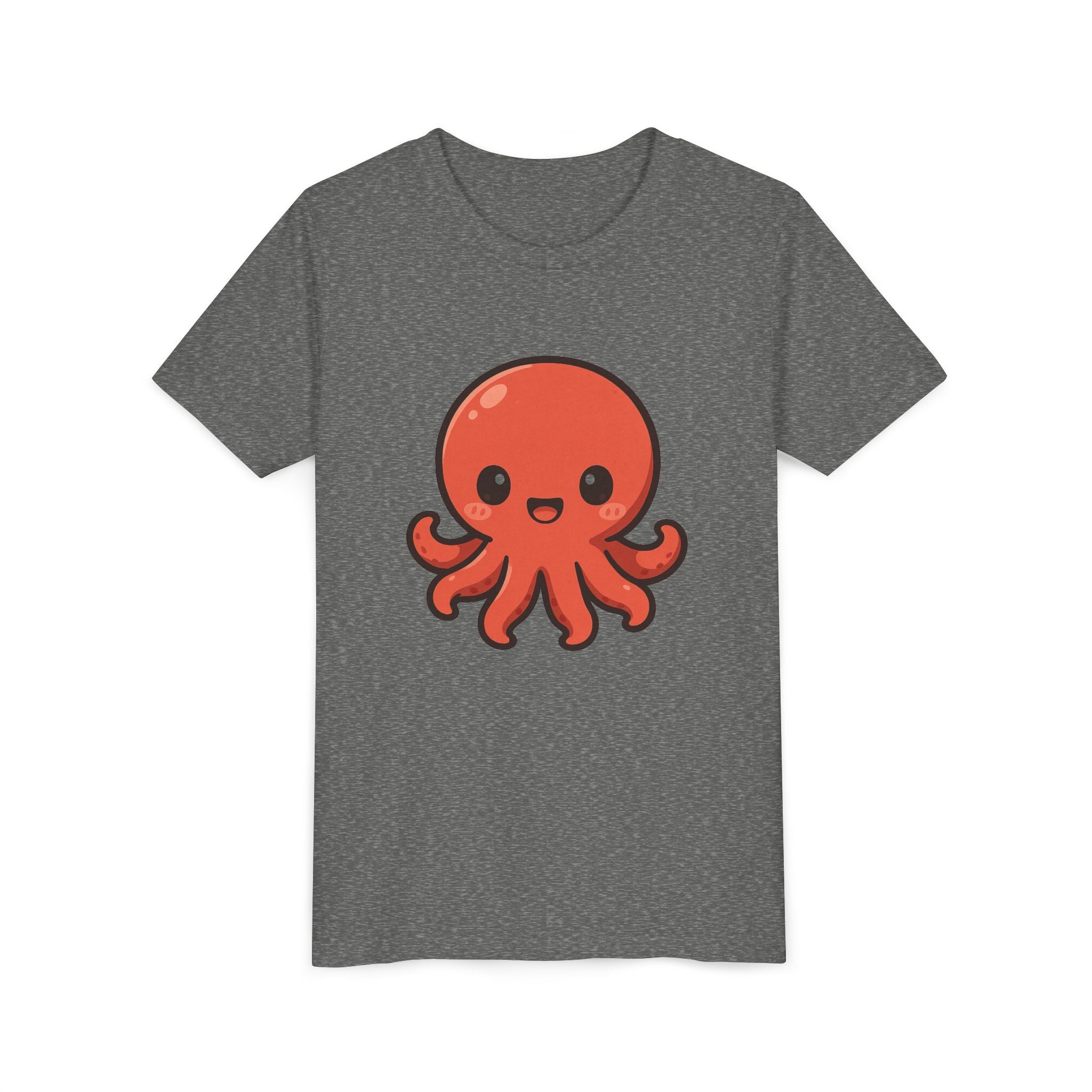 Cute Red Octopus Youth Tee — Kawaii Sea Animal Kids T-Shirt