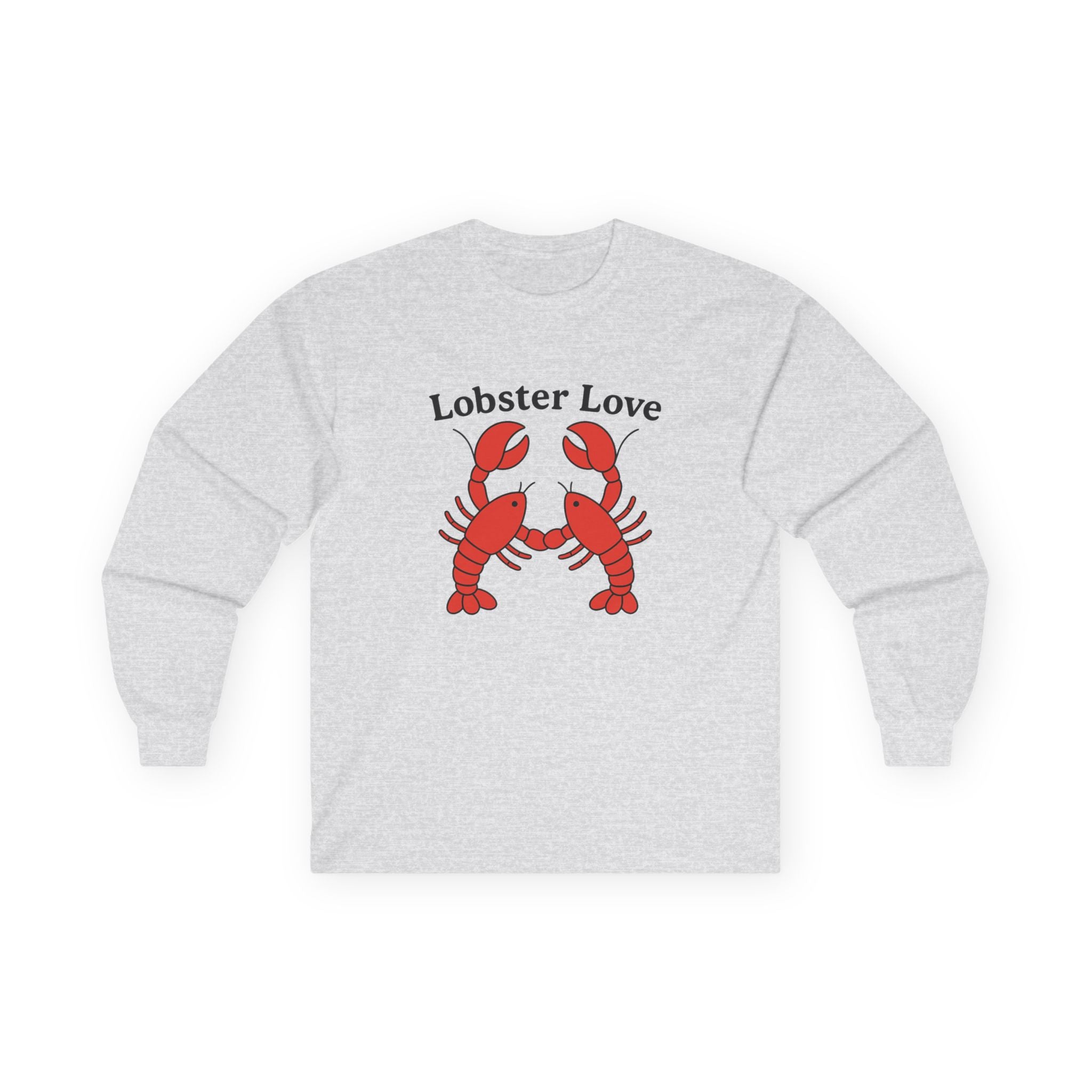 Lobster Love Long Sleeve Tee — Cute Lobster Couple Graphic Shirt - Adult