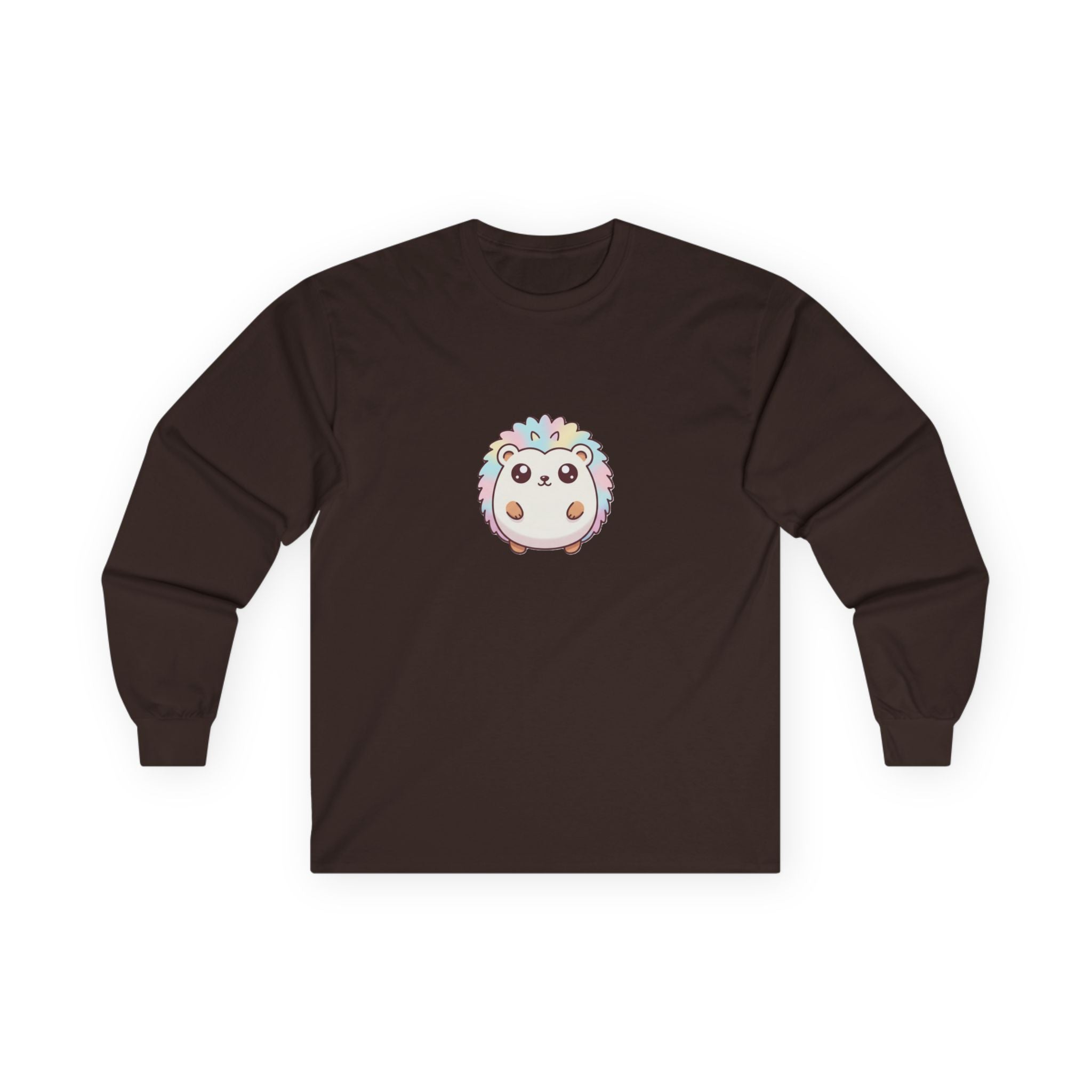 Cute Pastel Hedgehog Long Sleeve Tee — Kawaii Animal Shirt - Adult