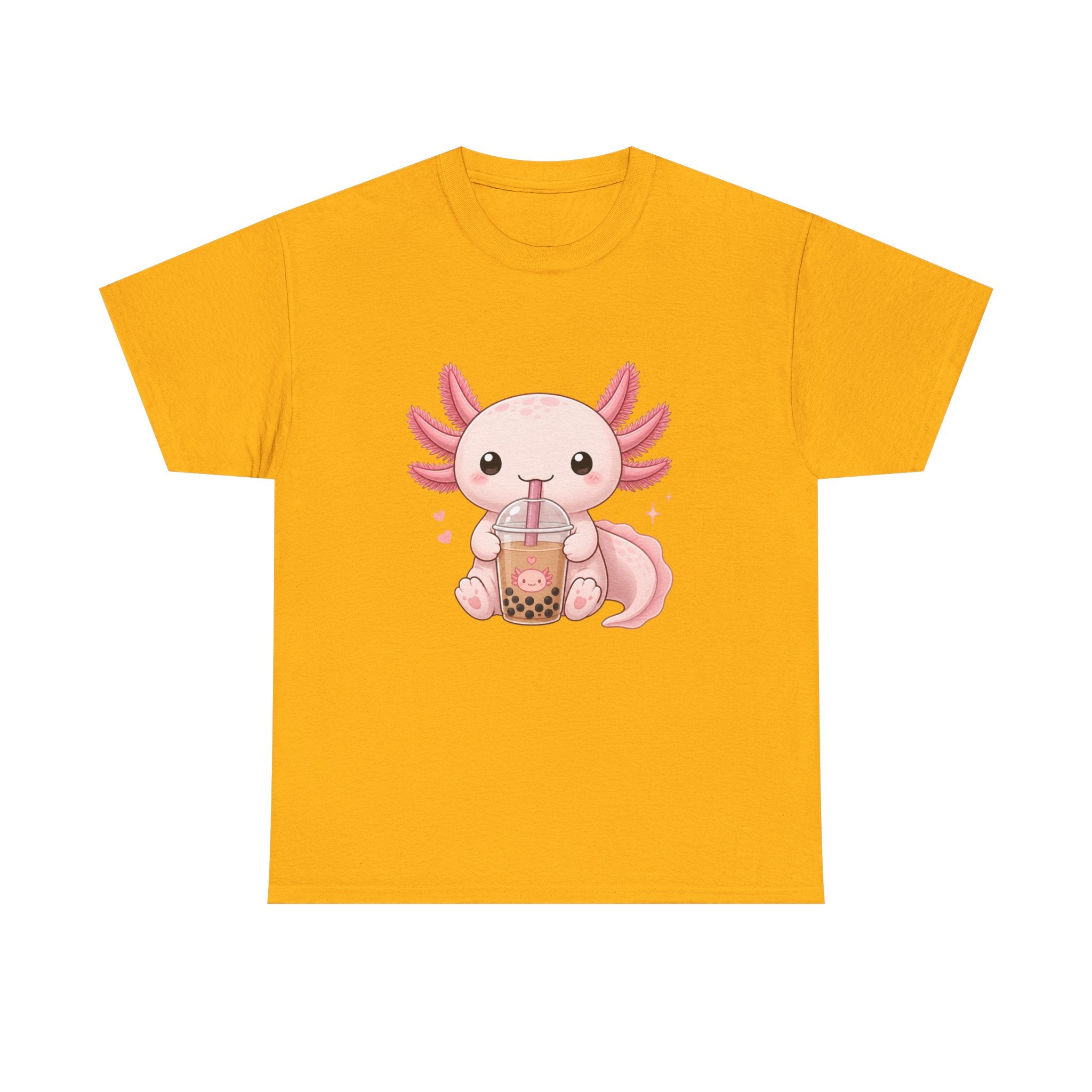 Axolotl Drinking Bubble Tea T-Shirt — Cute Kawaii Boba Tee - Adult