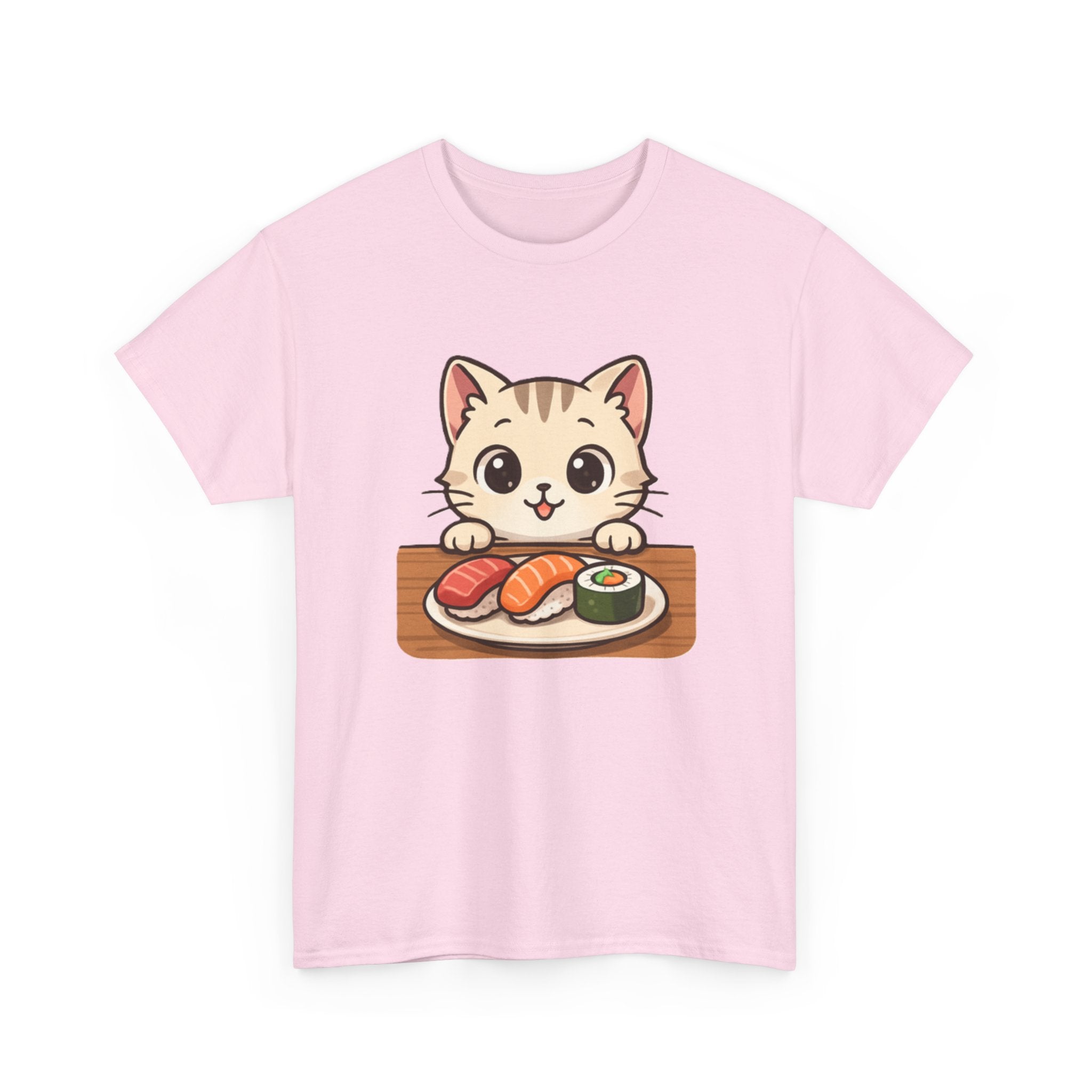 Cat & Sushi T-Shirt — Cute Kawaii Kitty with Sushi Graphic - Adult