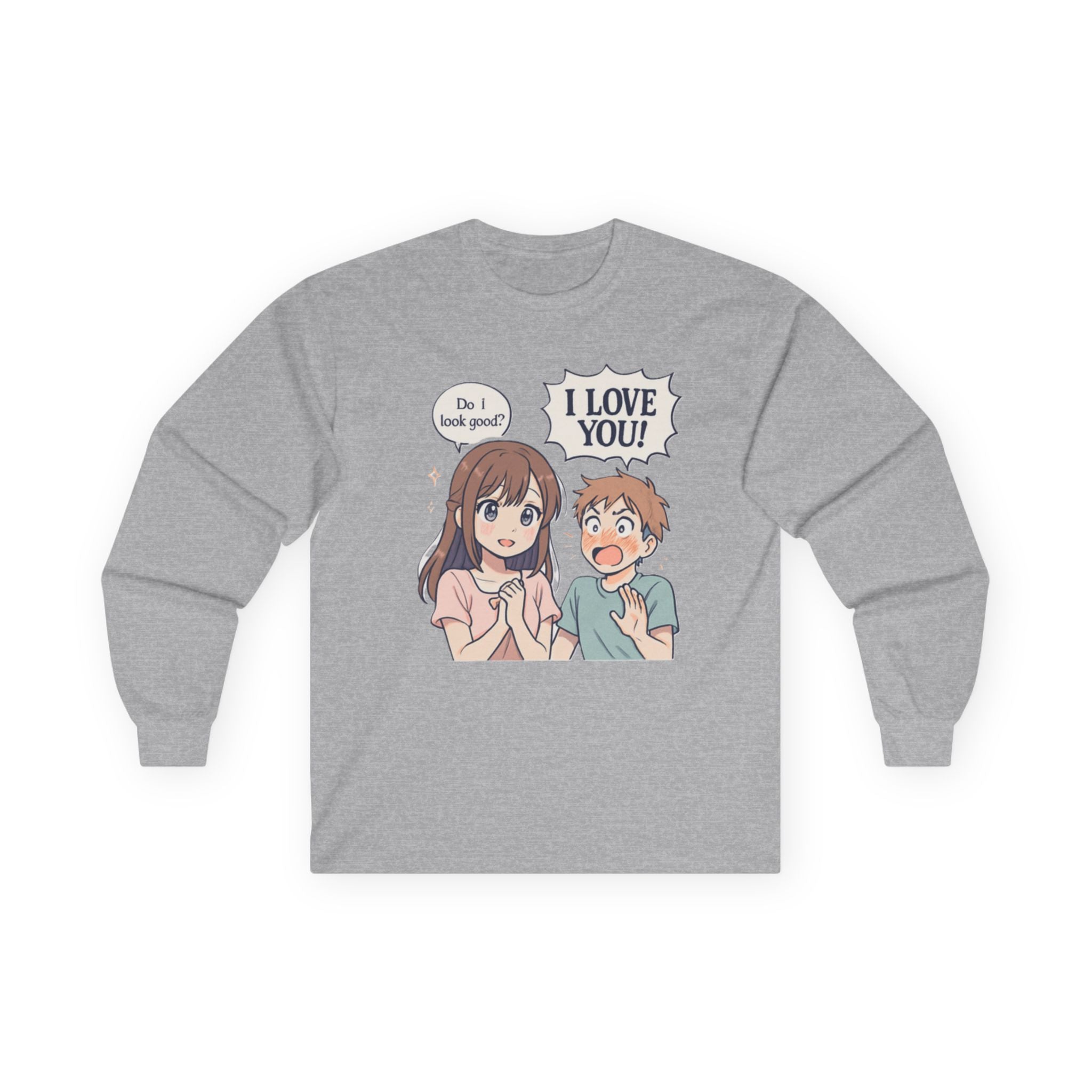 Anime Couple "I Love You" Long Sleeve Tee - Adult