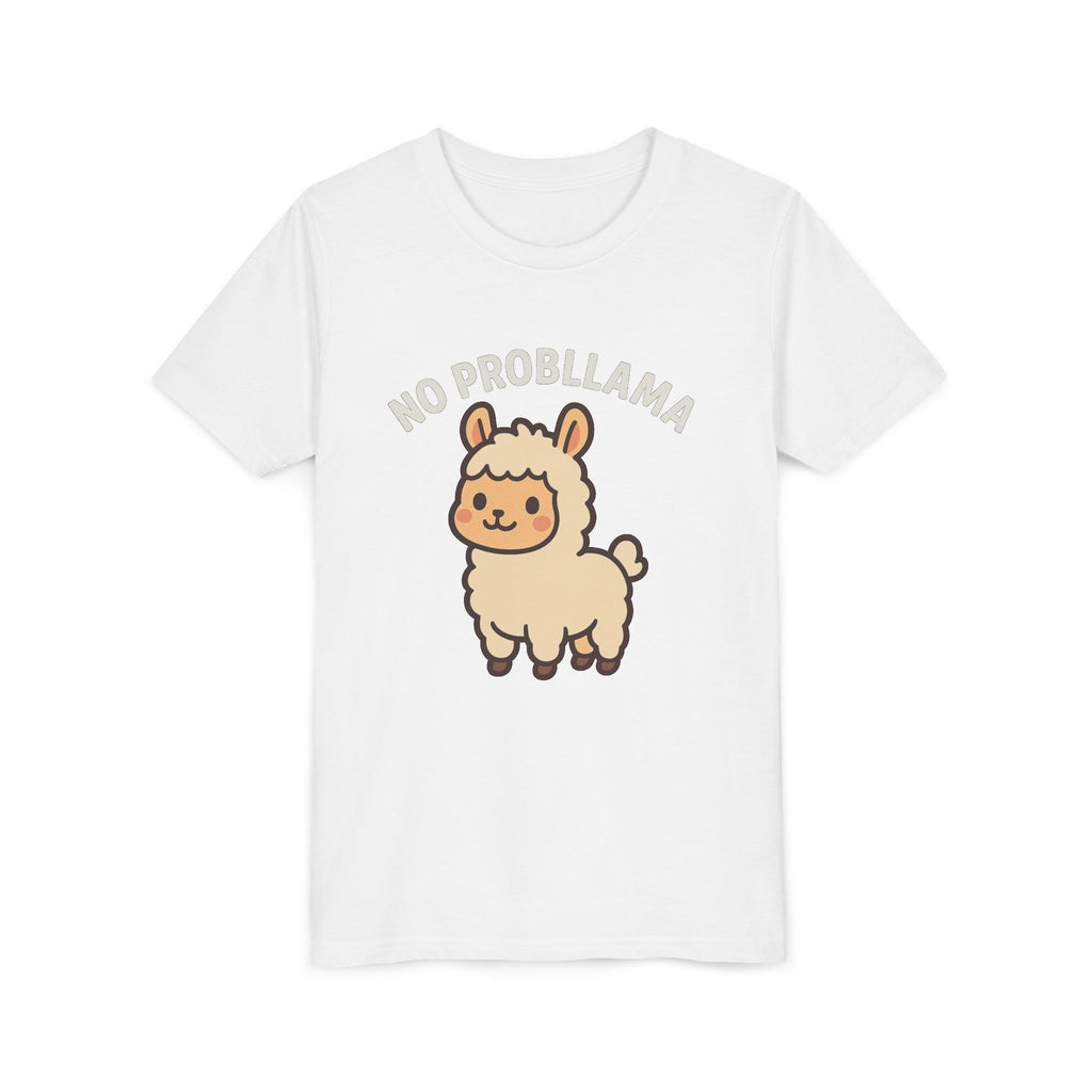 No Probllama Youth Tee – Cute Llama Kids Short Sleeve Shirt