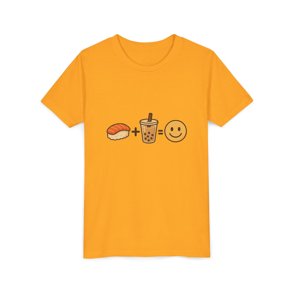 Youth Tee — Sushi + Bubble Tea = Happy Emoji Kids Shirt