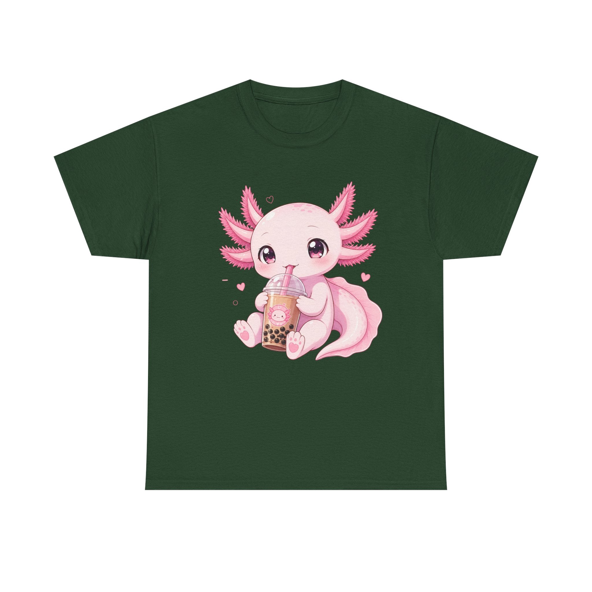 Axolotl Bubble Tea Tee — Cute Pink Axolotl Drinking Boba T-Shirt - Adult