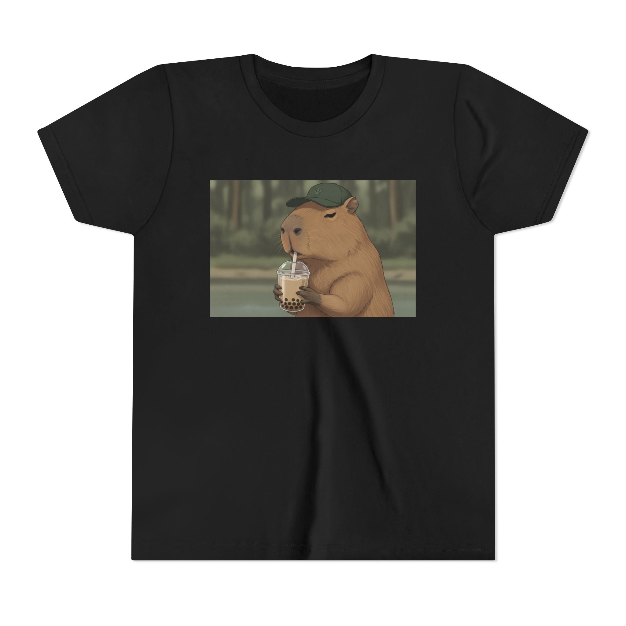 Capybara Drinking Boba Tea Youth Tee — Cute Kawaii Bubble Shirt for Kids - Kids