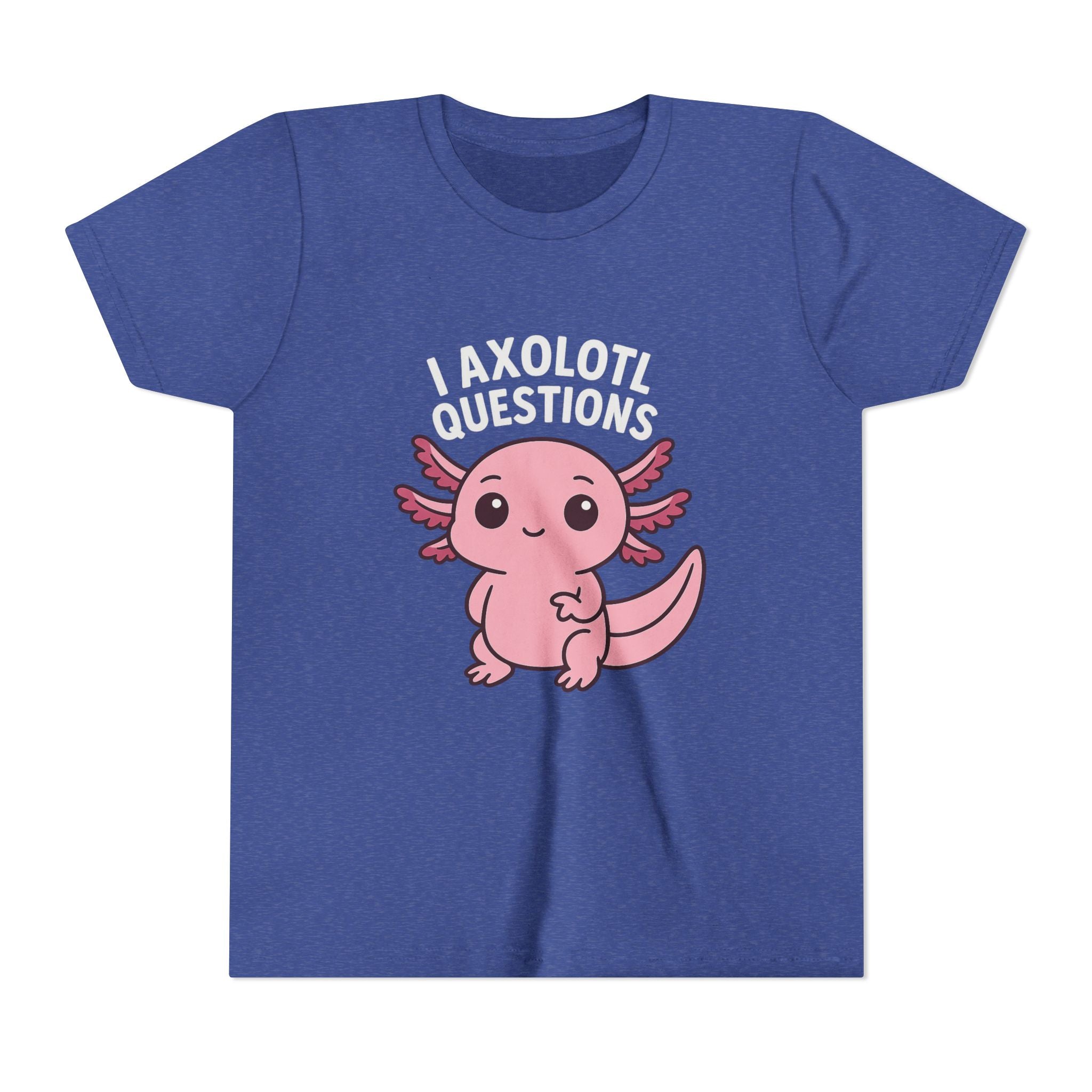 Youth Tee — Cute Pink Axolotl “Axolotl Questions” Kids Shirt