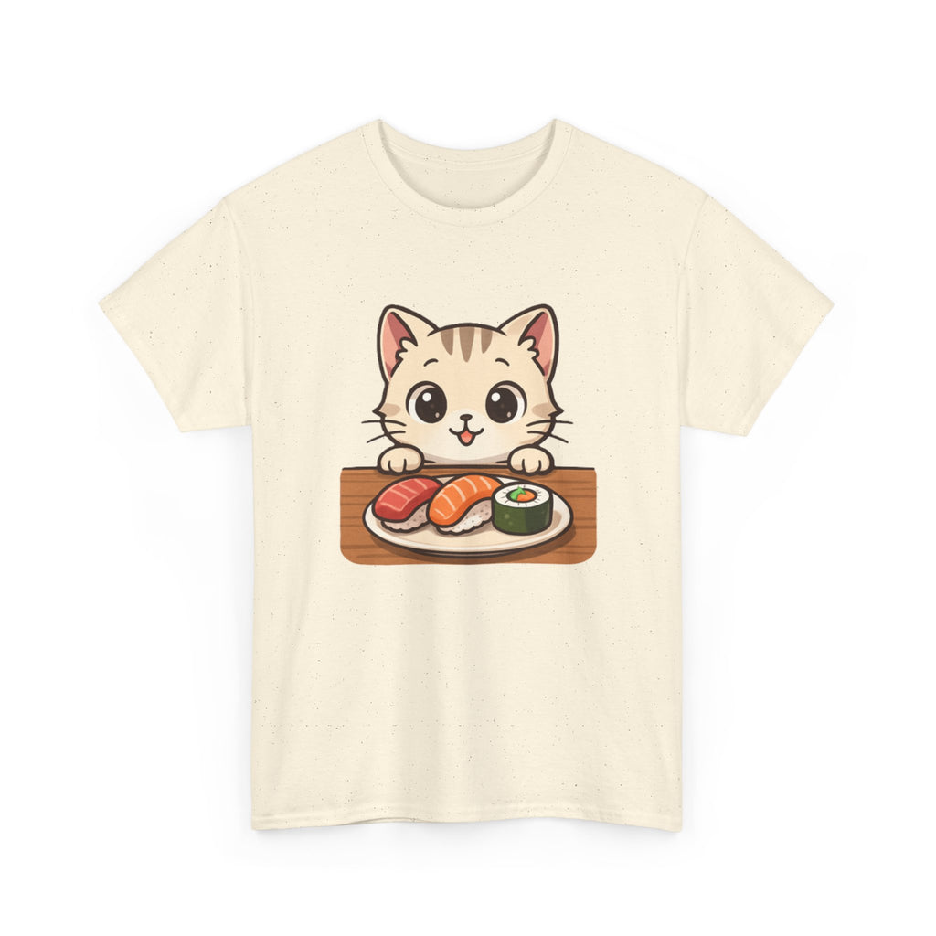 Cat & Sushi T-Shirt — Cute Kawaii Kitty with Sushi Graphic - Adult