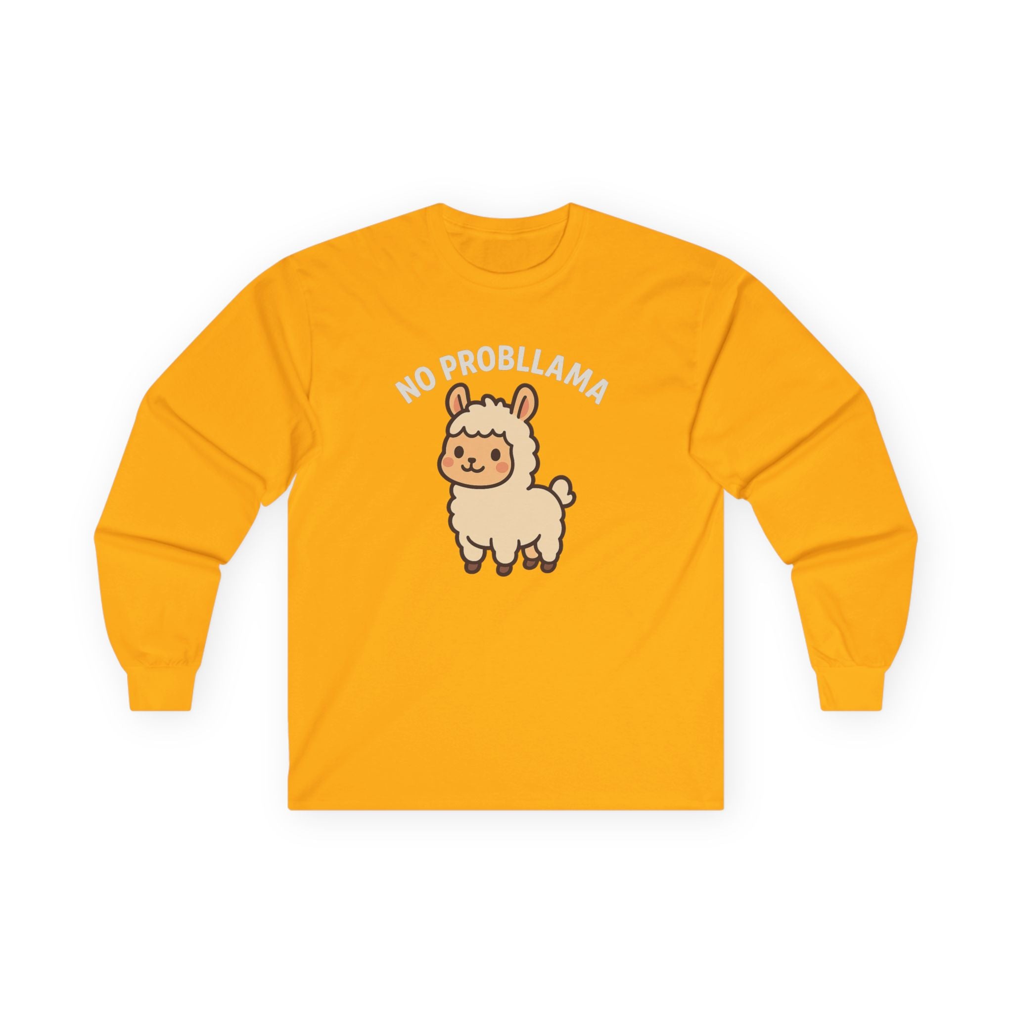 No Probllama Cute Llama Long Sleeve Tee - Adult
