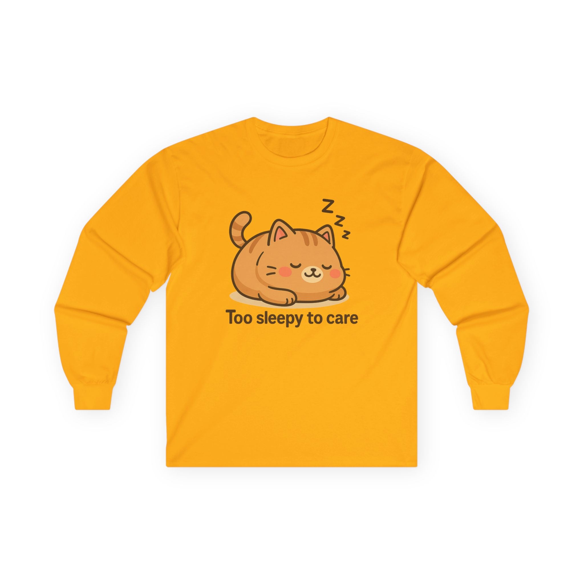 Too Sleepy to Care Cat Long Sleeve Tee - Adult