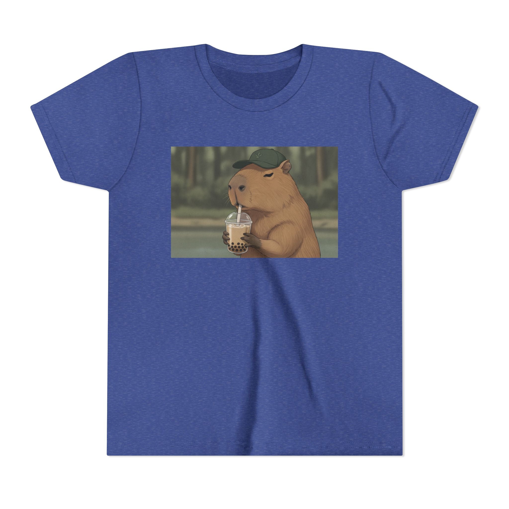 Capybara Drinking Boba Tea Youth Tee — Cute Kawaii Bubble Shirt for Kids - Kids