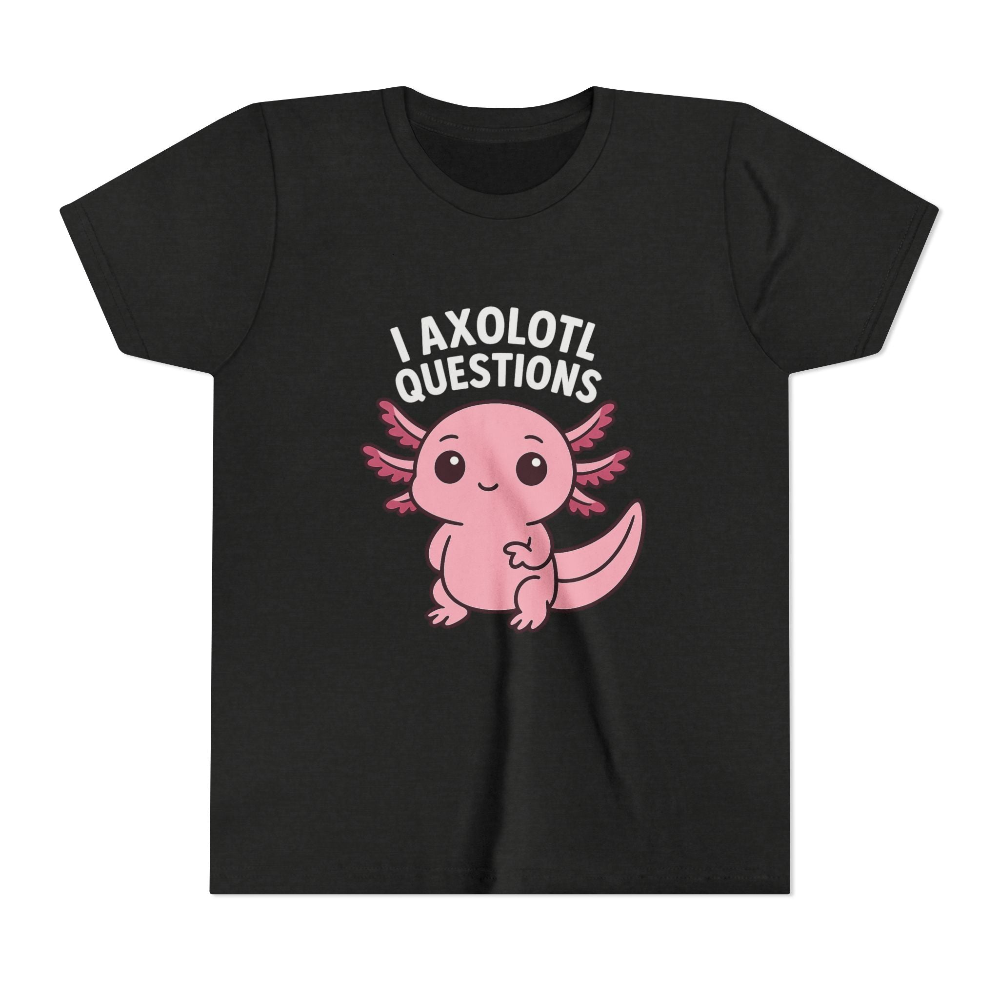 Youth Tee — Cute Pink Axolotl “Axolotl Questions” Kids Shirt