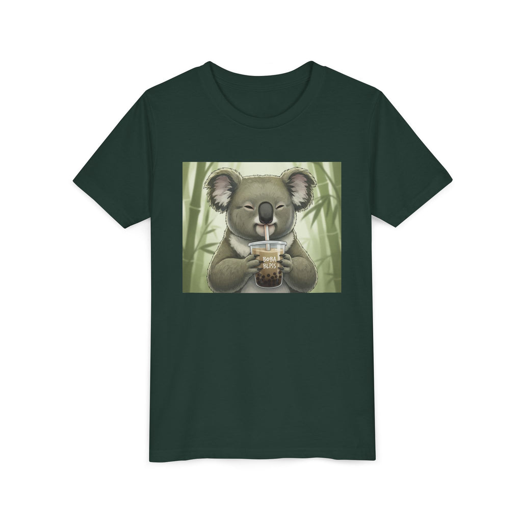 Kids Koala Boba Tea Time T‑Shirt — Cute Koala Drinking Bubble Tea Youth Tee - Kids