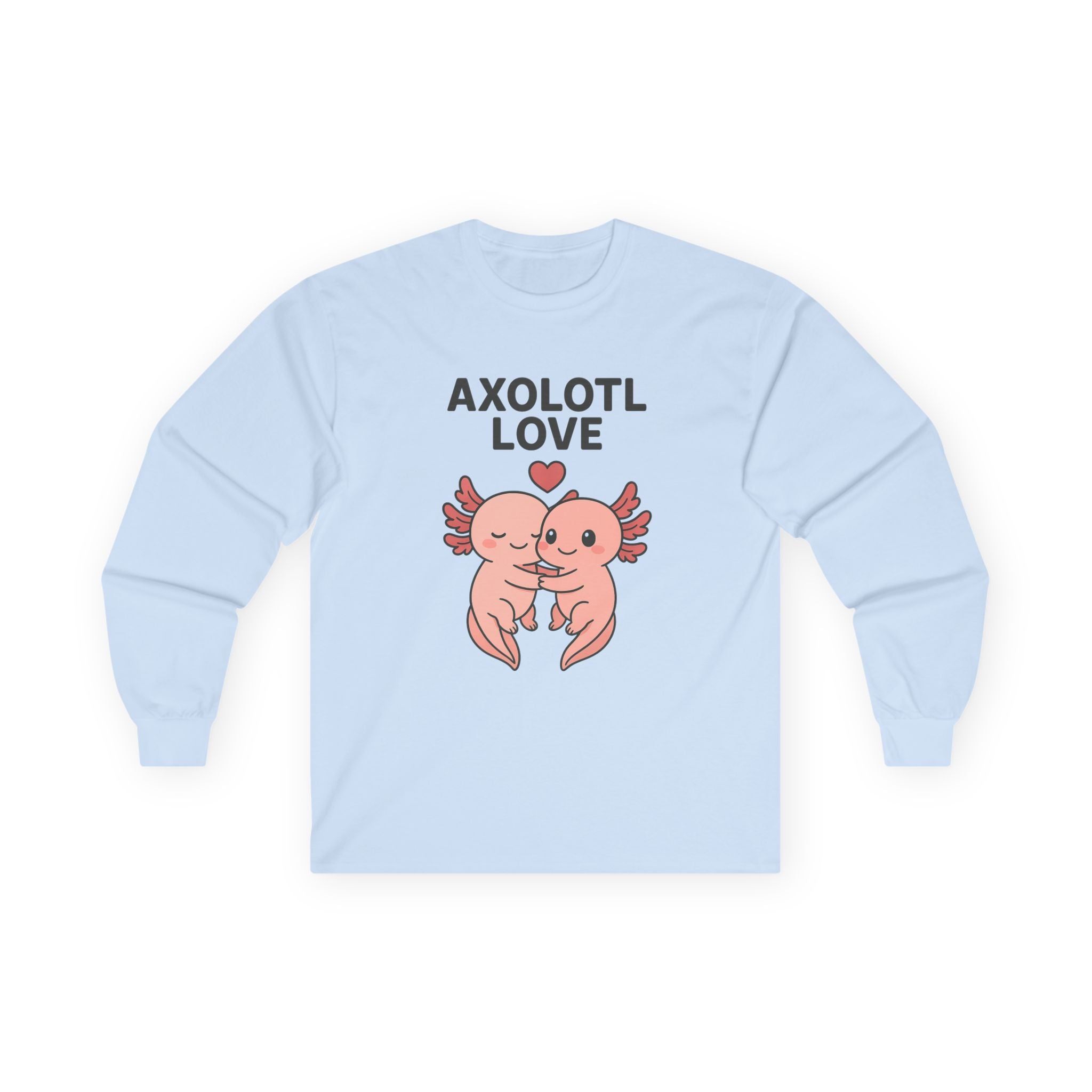 Axolotl Love Long Sleeve Tee — Cute Matching Axolotl Salamander Heart Shirt - Adult