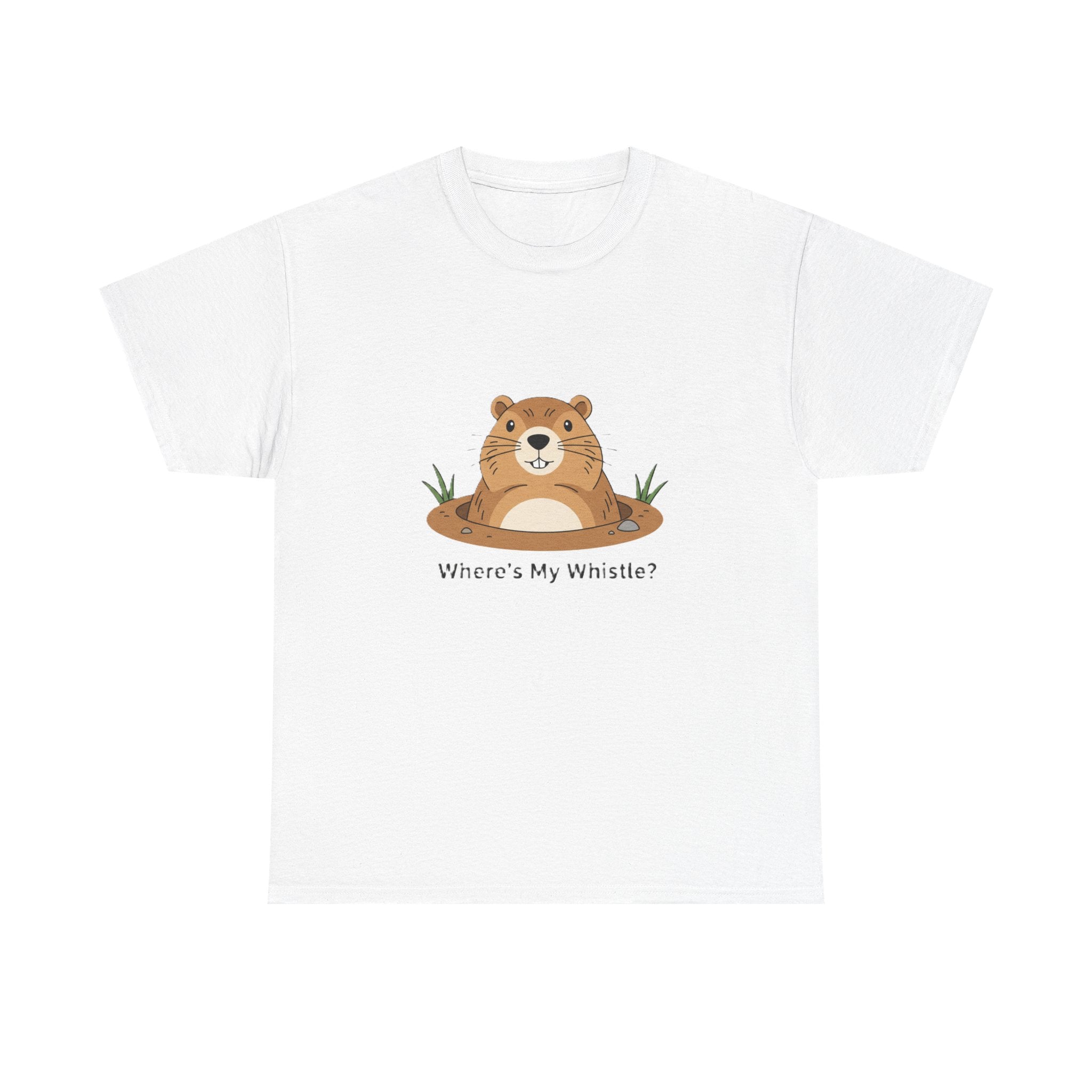 Groundhog Day Tee — "Where's My Whistle?" Cute Groundhog Whistle Pig Graphic T-Shirt - Adult