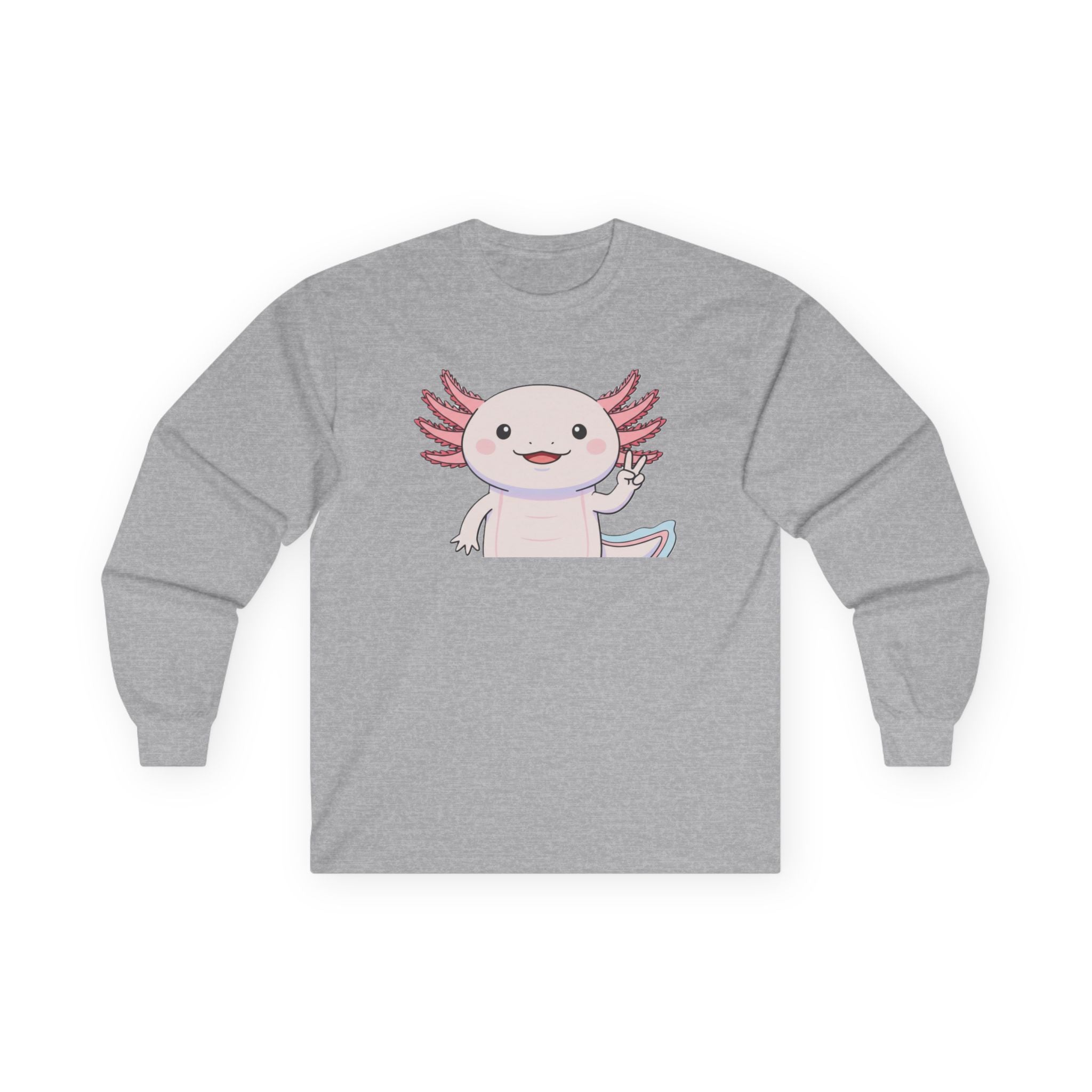Cute Axolotl Long Sleeve Tee – Pastel Kawaii Salamander Shirt - Adult