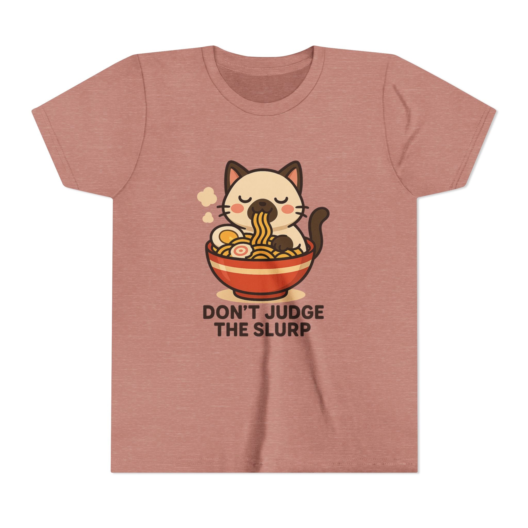 Youth Tee — Cute Cat Eating Ramen 'Don't Judge The Slurp' Graphic Shirt