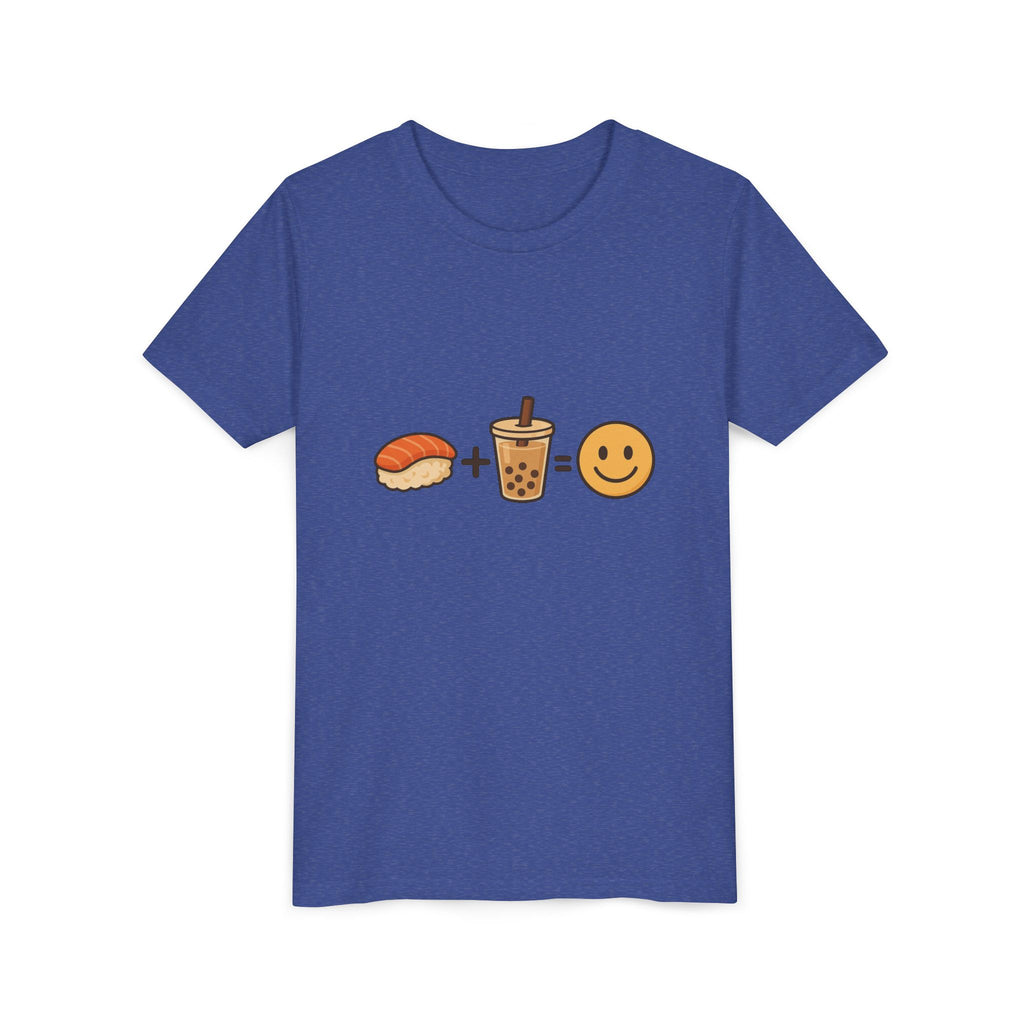 Youth Tee — Sushi + Bubble Tea = Happy Emoji Kids Shirt