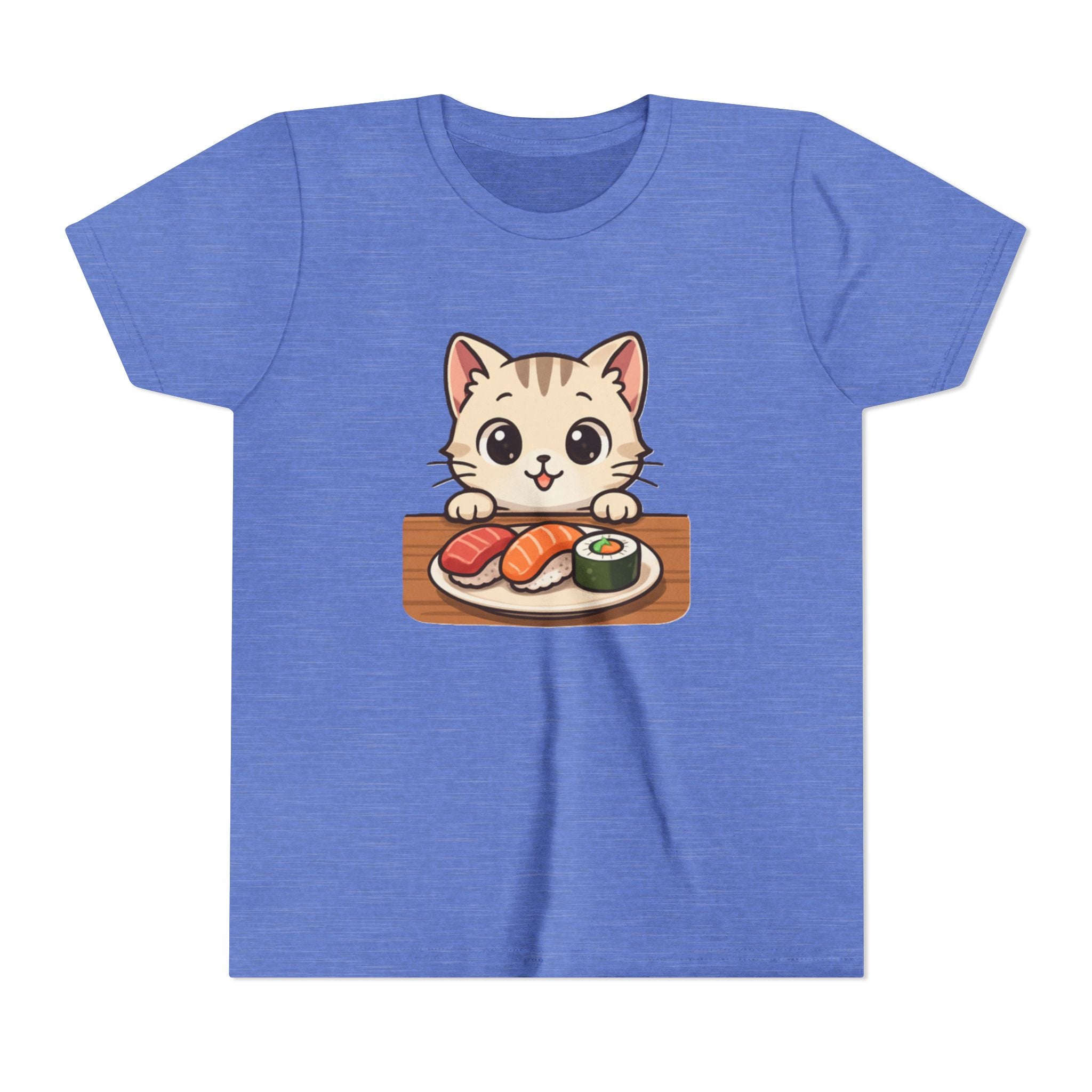 Kids Sushi Cat T-Shirt — Cute Kitty Eating Sushi Youth Tee