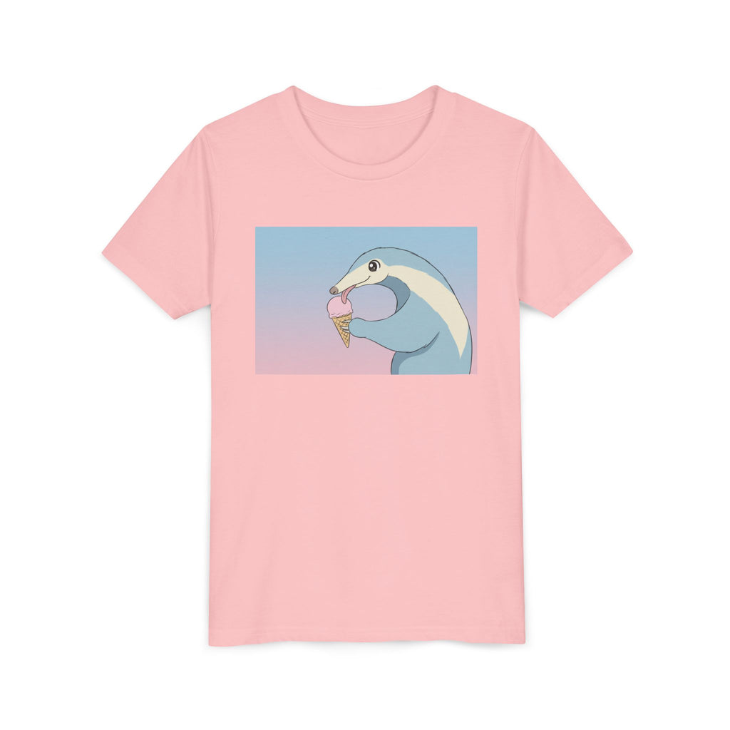 Anteater Eating Ice Cream Kids Tee — Cute Pastel Animal Graphic Youth T-Shirt - Kids