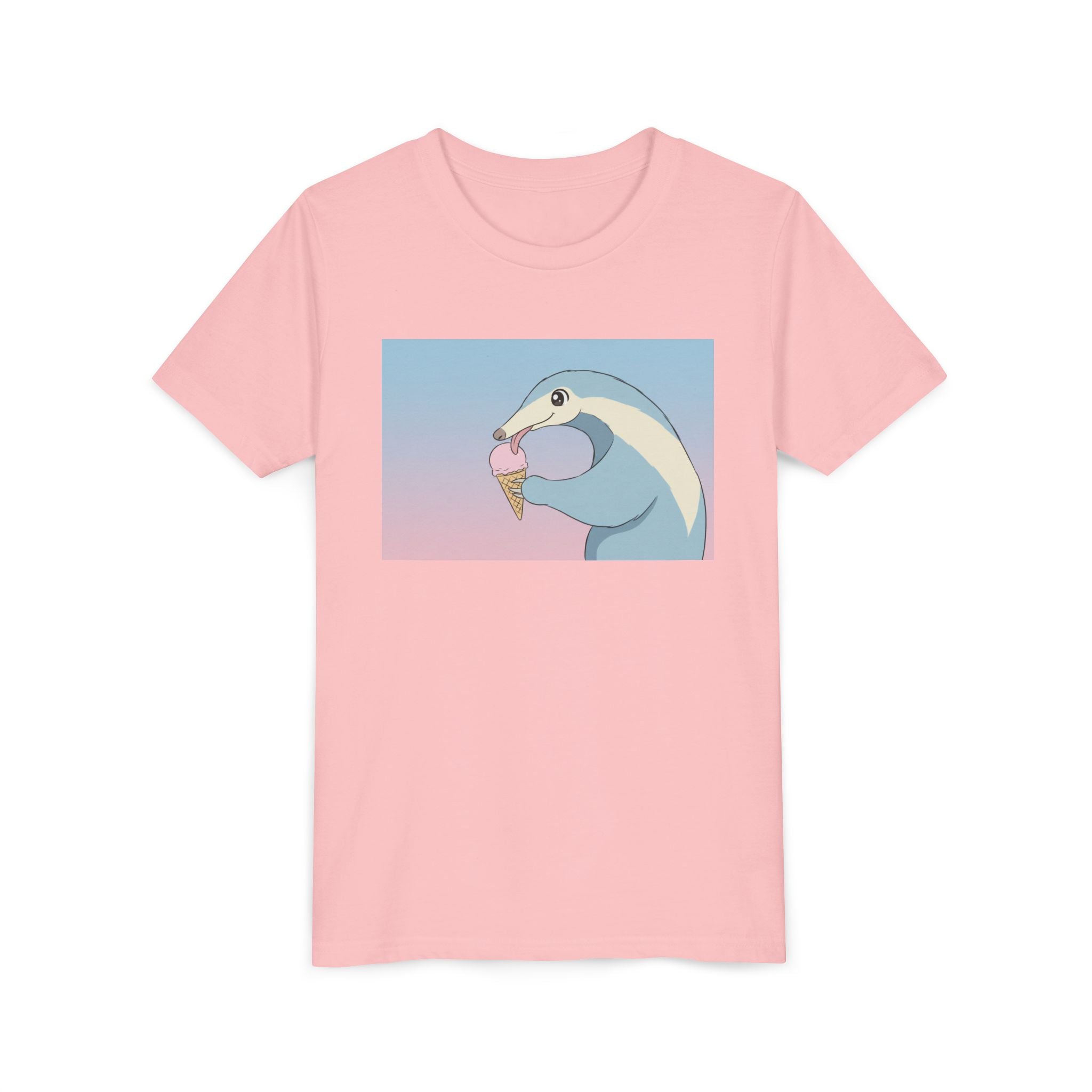 Anteater Eating Ice Cream Kids Tee — Cute Pastel Animal Graphic Youth T-Shirt - Kids