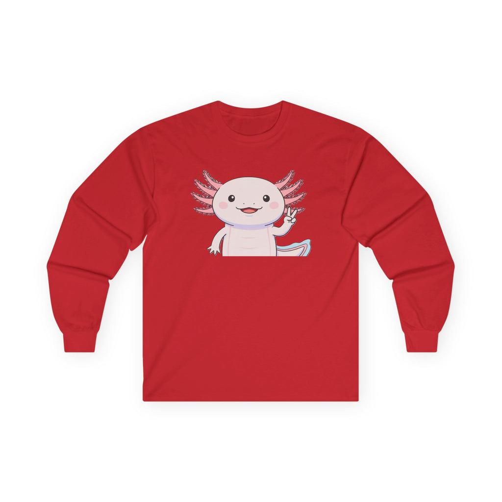 Cute Axolotl Long Sleeve Tee – Pastel Kawaii Salamander Shirt - Adult