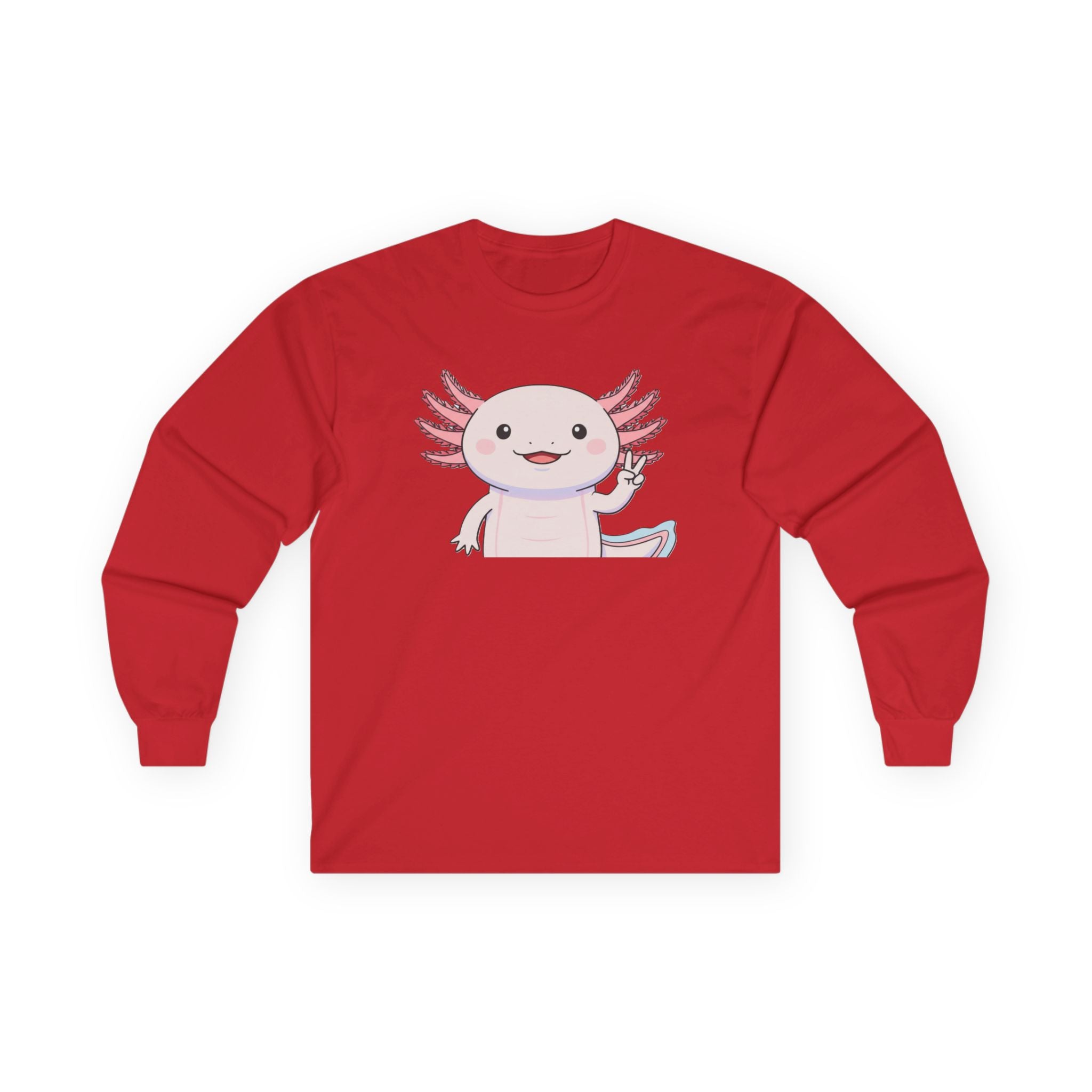 Cute Axolotl Long Sleeve Tee – Pastel Kawaii Salamander Shirt - Adult
