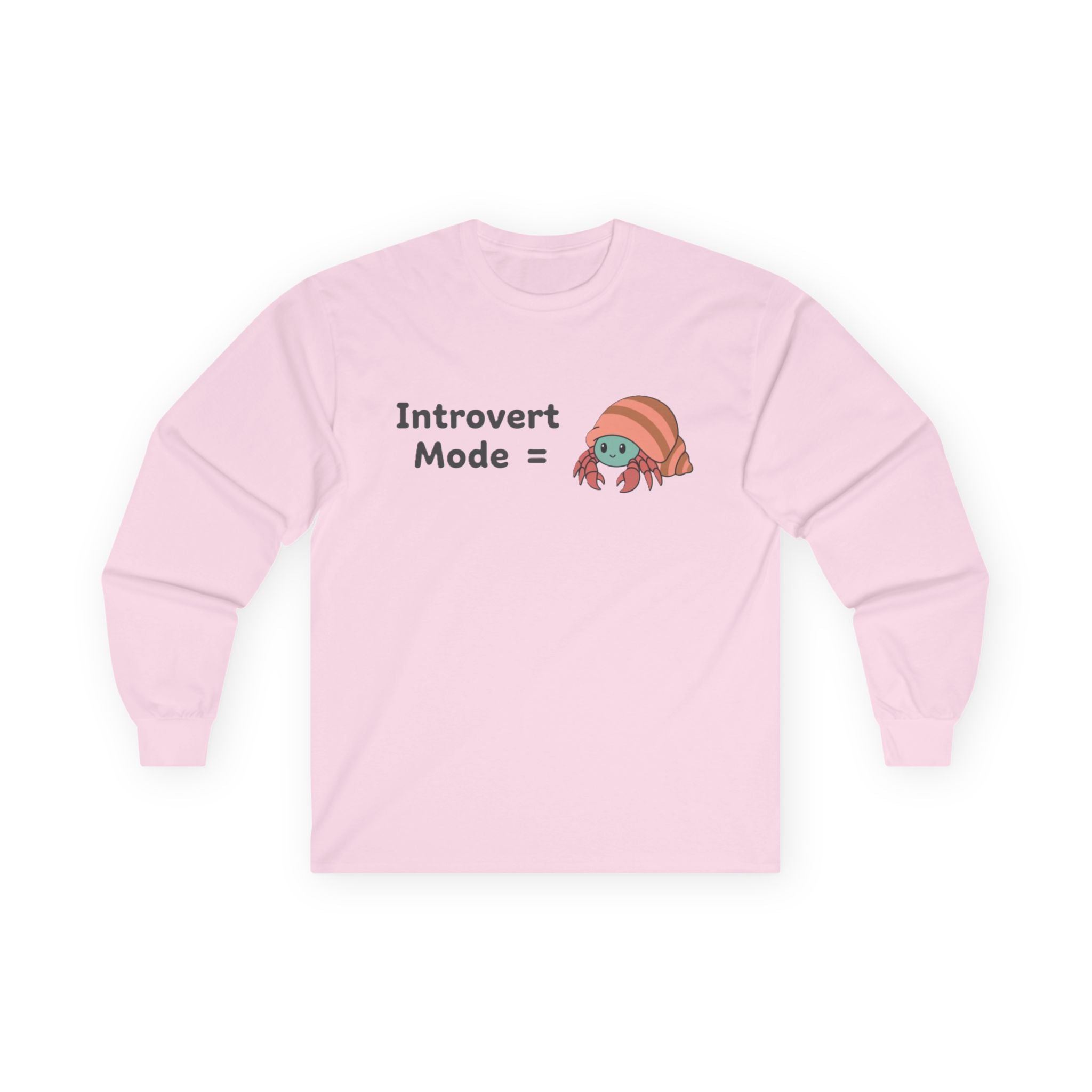 Introvert Mode Hermit Crab Long Sleeve Tee — Cute Hermit Crab Graphic - Adult