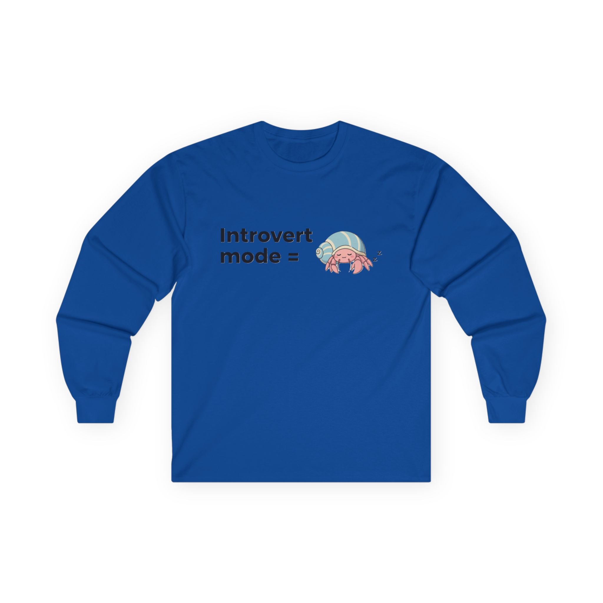 Introvert Mode Hermit Crab Long Sleeve Tee — Cute Shy Hermit Crab Graphic - Adult