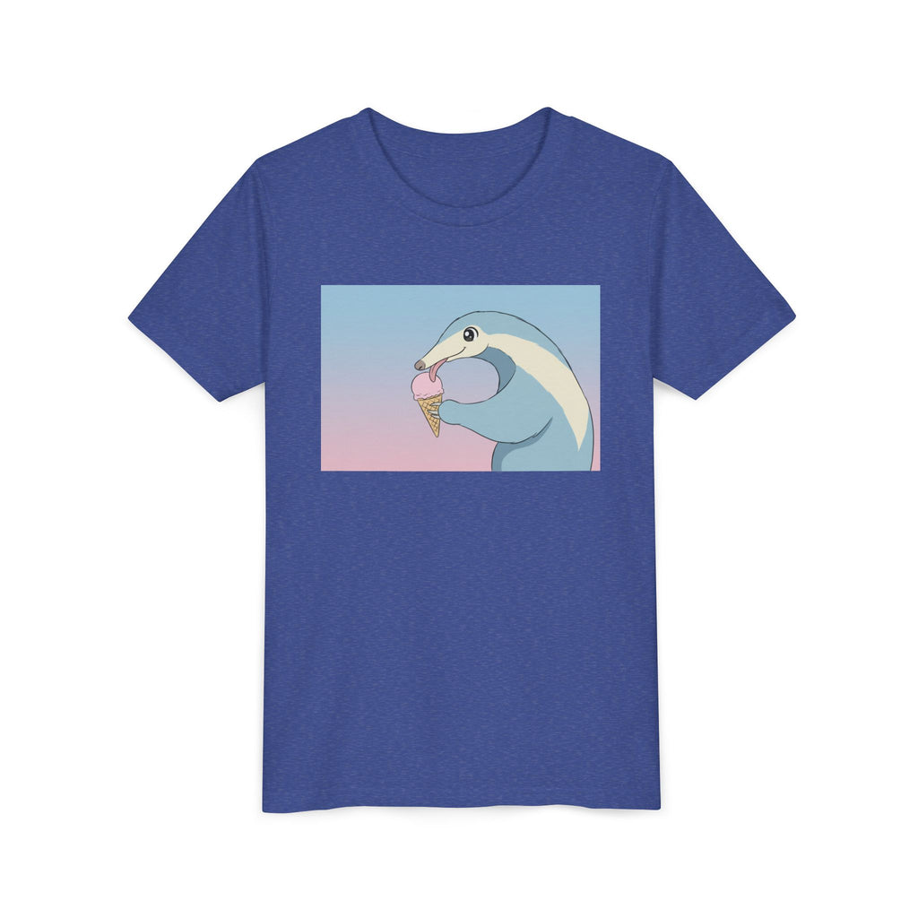 Anteater Eating Ice Cream Kids Tee — Cute Pastel Animal Graphic Youth T-Shirt - Kids