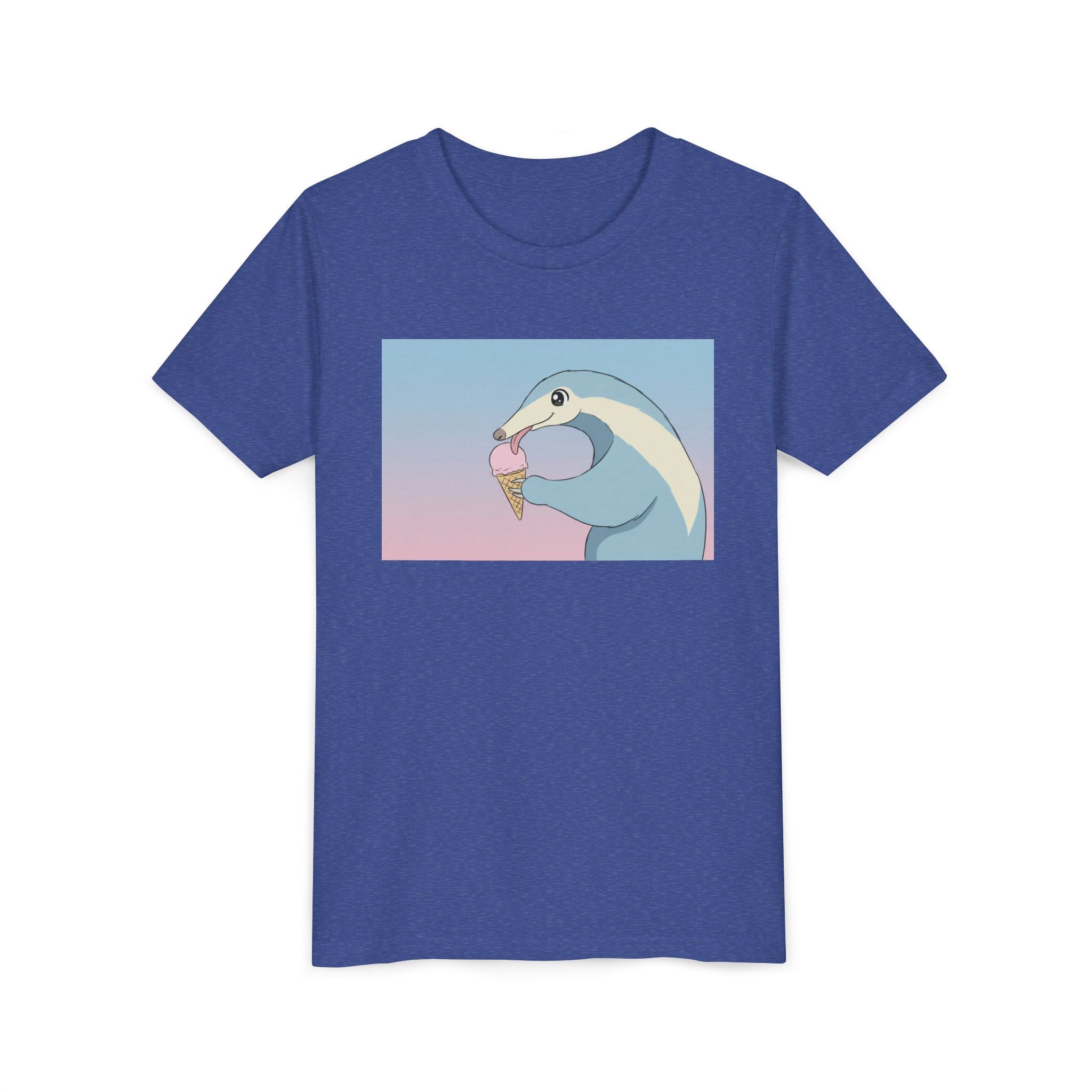 Anteater Eating Ice Cream Kids Tee — Cute Pastel Animal Graphic Youth T-Shirt - Kids