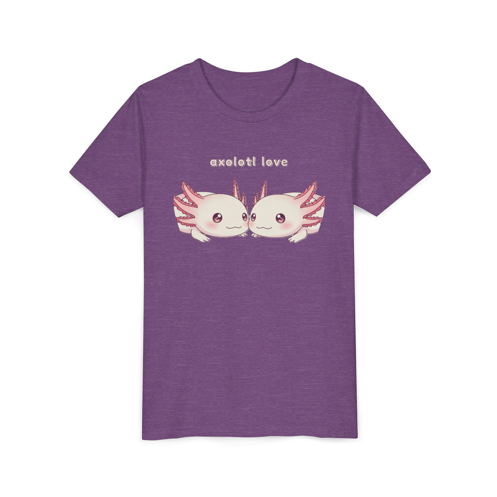 Youth Tee — 'Axolotl Love' Cute Kissing Axolotl Salamander Kids Shirt - Kids