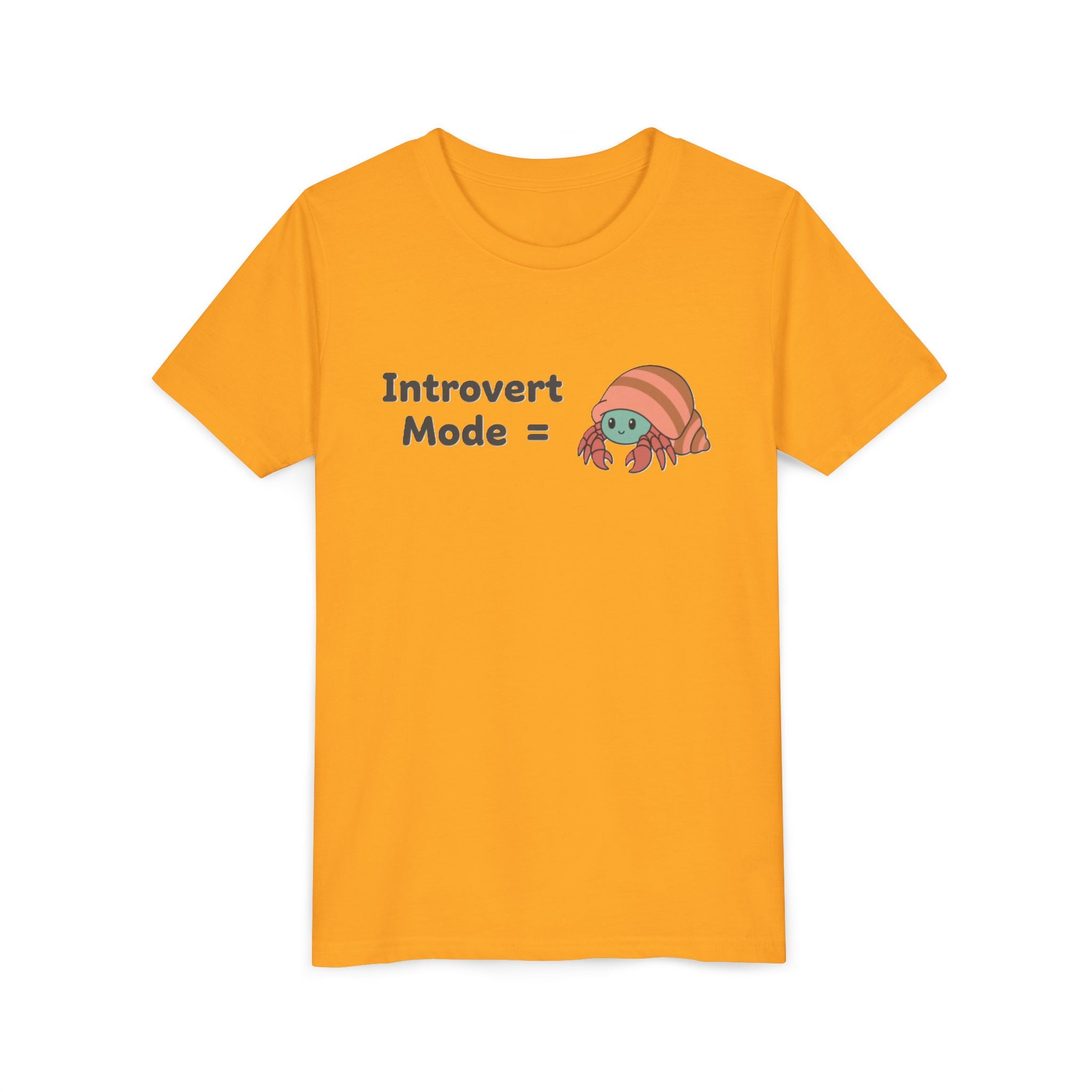 Introvert Mode Kids Tee — Cute Hermit Crab Graphic Youth Shirt