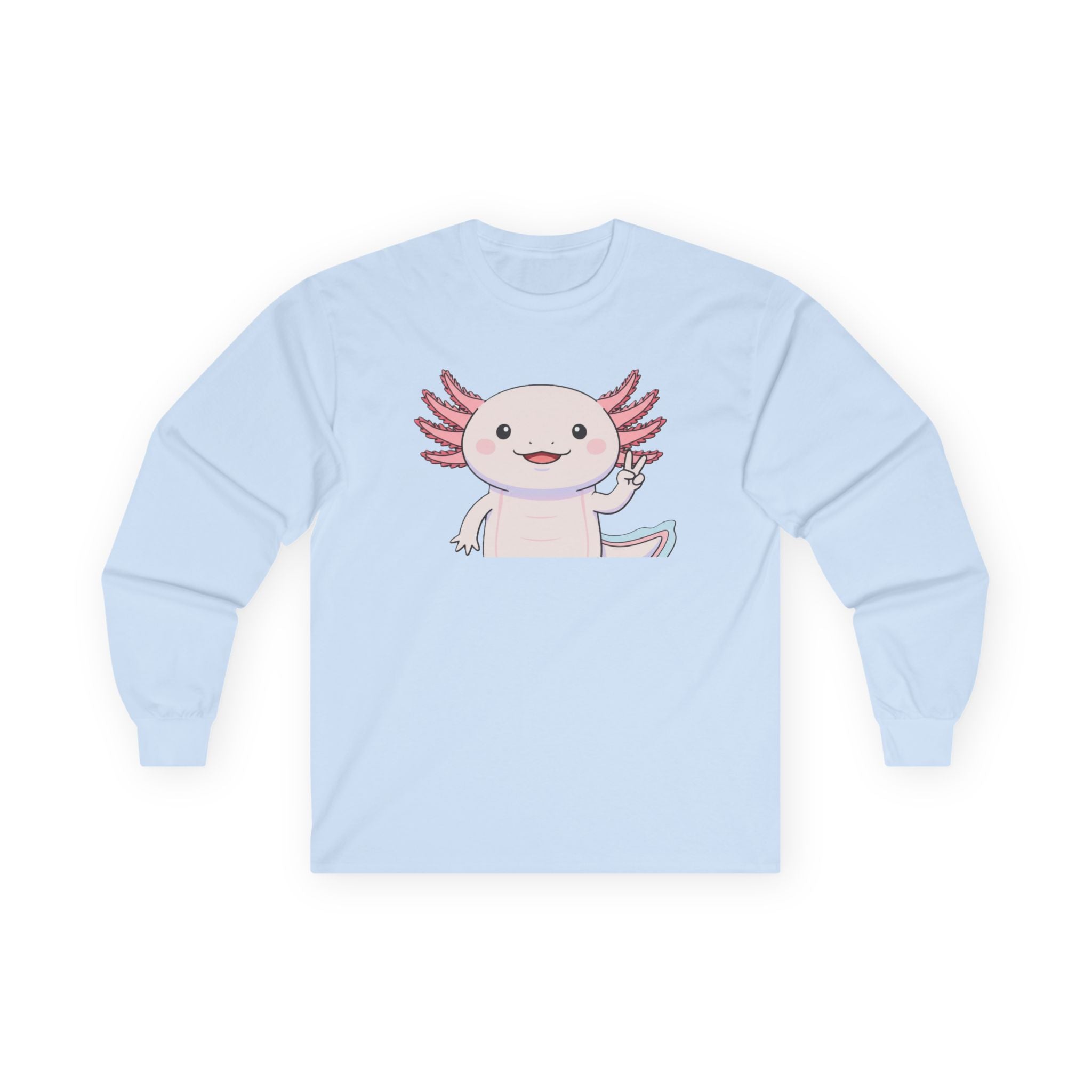 Cute Axolotl Long Sleeve Tee – Pastel Kawaii Salamander Shirt - Adult