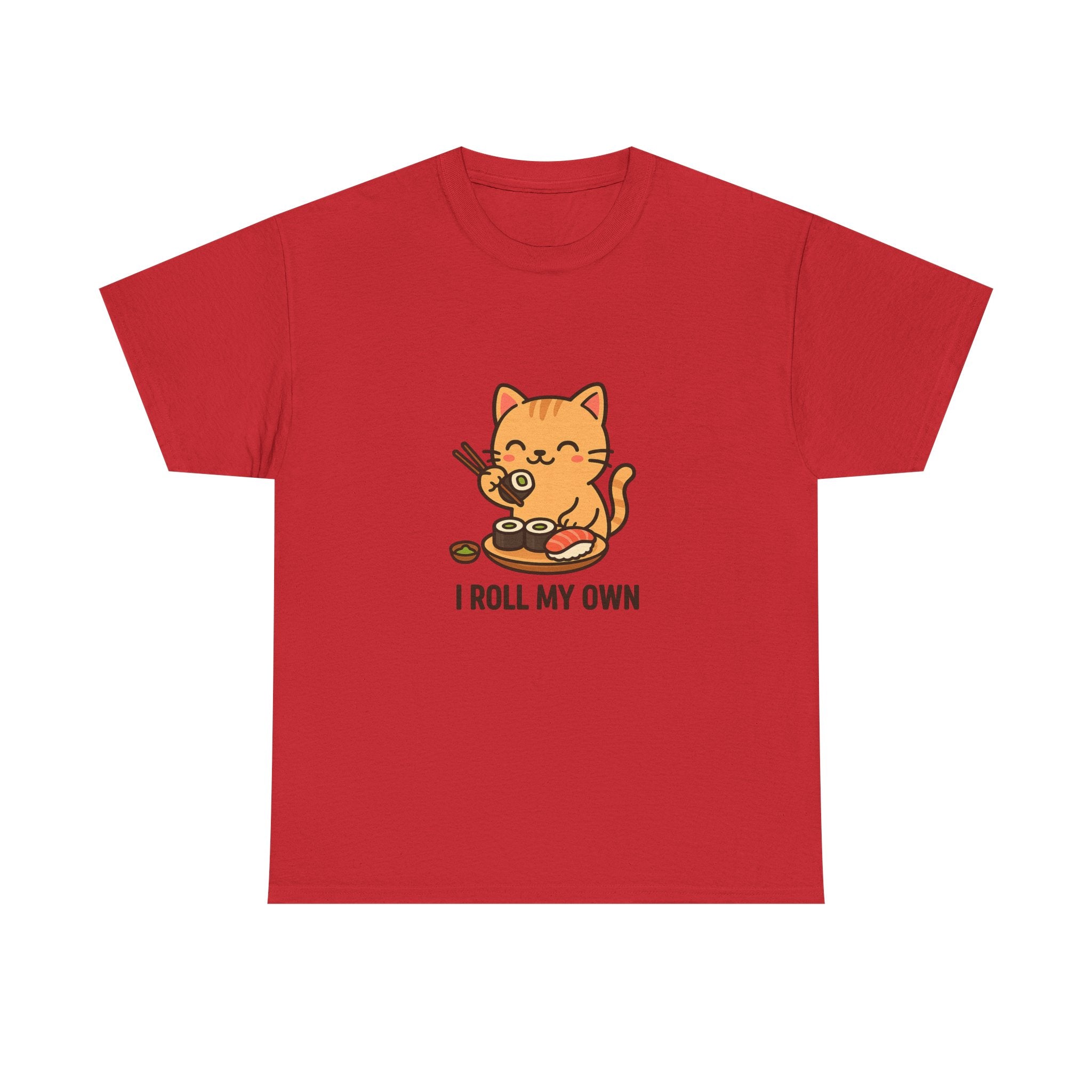 Cat Sushi T-Shirt — Cute 'I Roll My Own' Kawaii Sushi Cat Tee - Adult