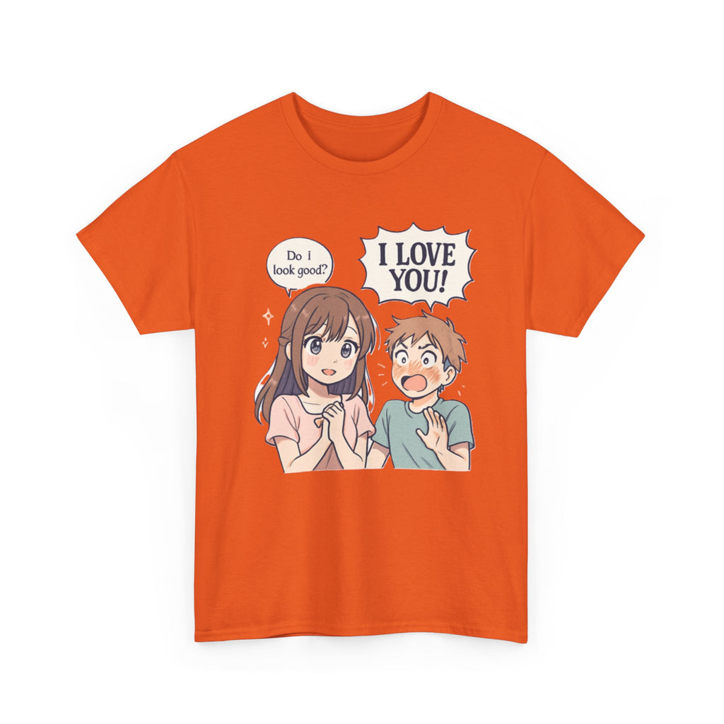 Anime Couple T‑Shirt — "Do I look good?" / "I Love You!" Cute Romance Tee - Adult