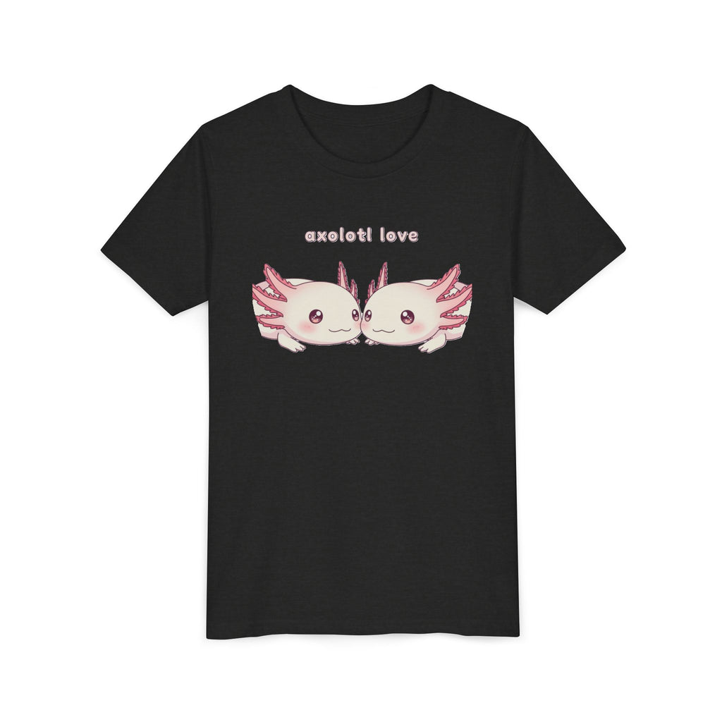 Youth Tee — 'Axolotl Love' Cute Kissing Axolotl Salamander Kids Shirt - Kids