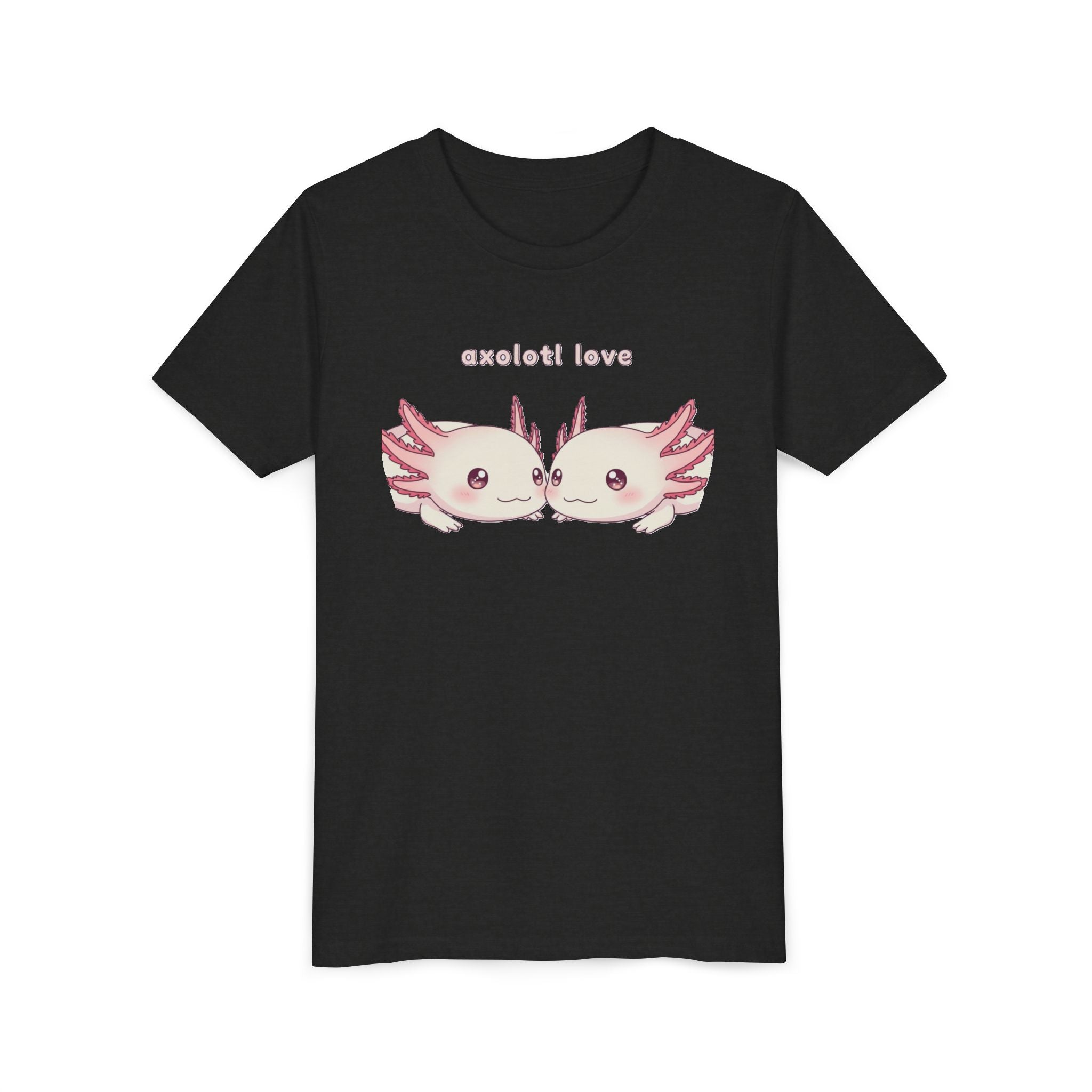 Youth Tee — 'Axolotl Love' Cute Kissing Axolotl Salamander Kids Shirt - Kids