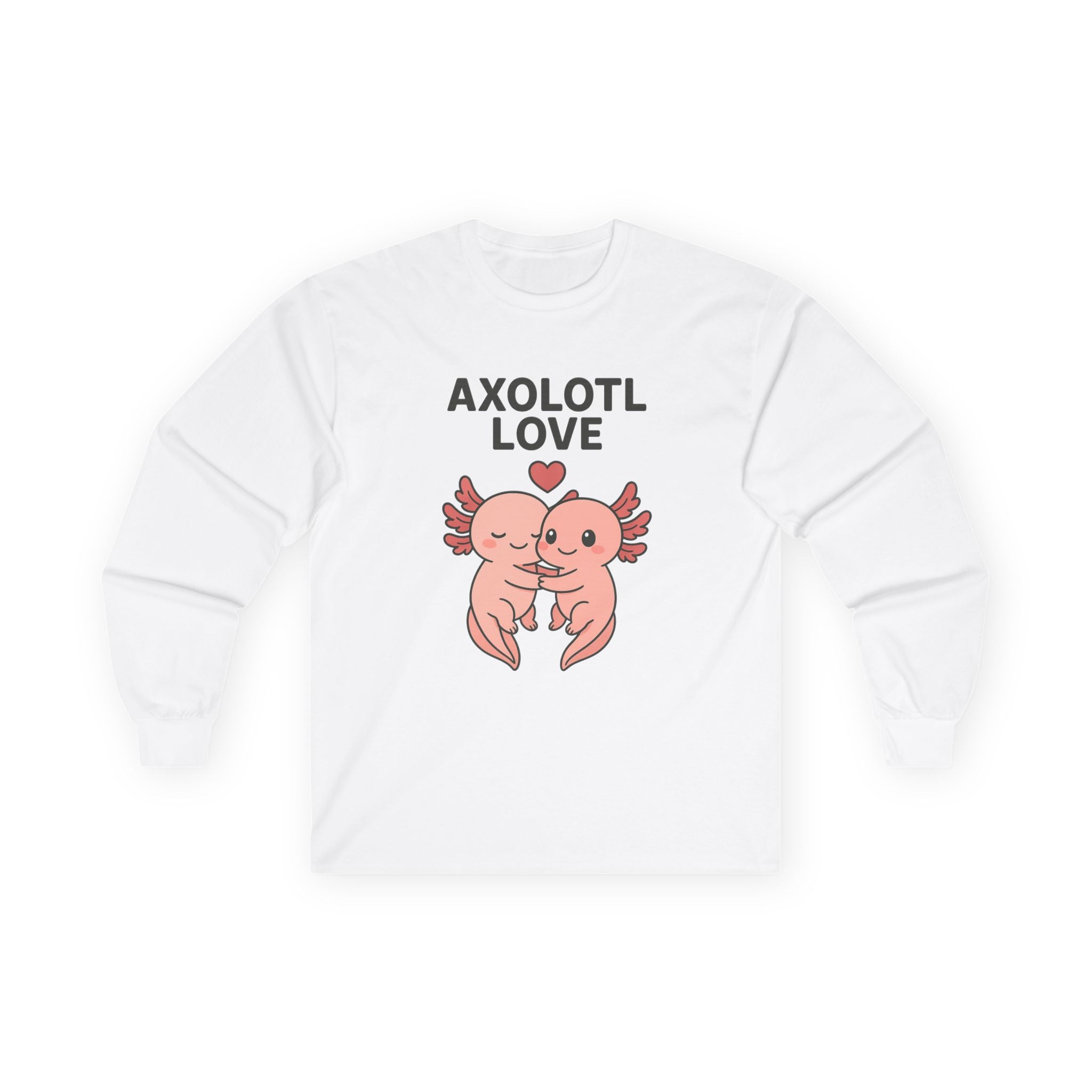 Axolotl Love Long Sleeve Tee — Cute Matching Axolotl Salamander Heart Shirt - Adult
