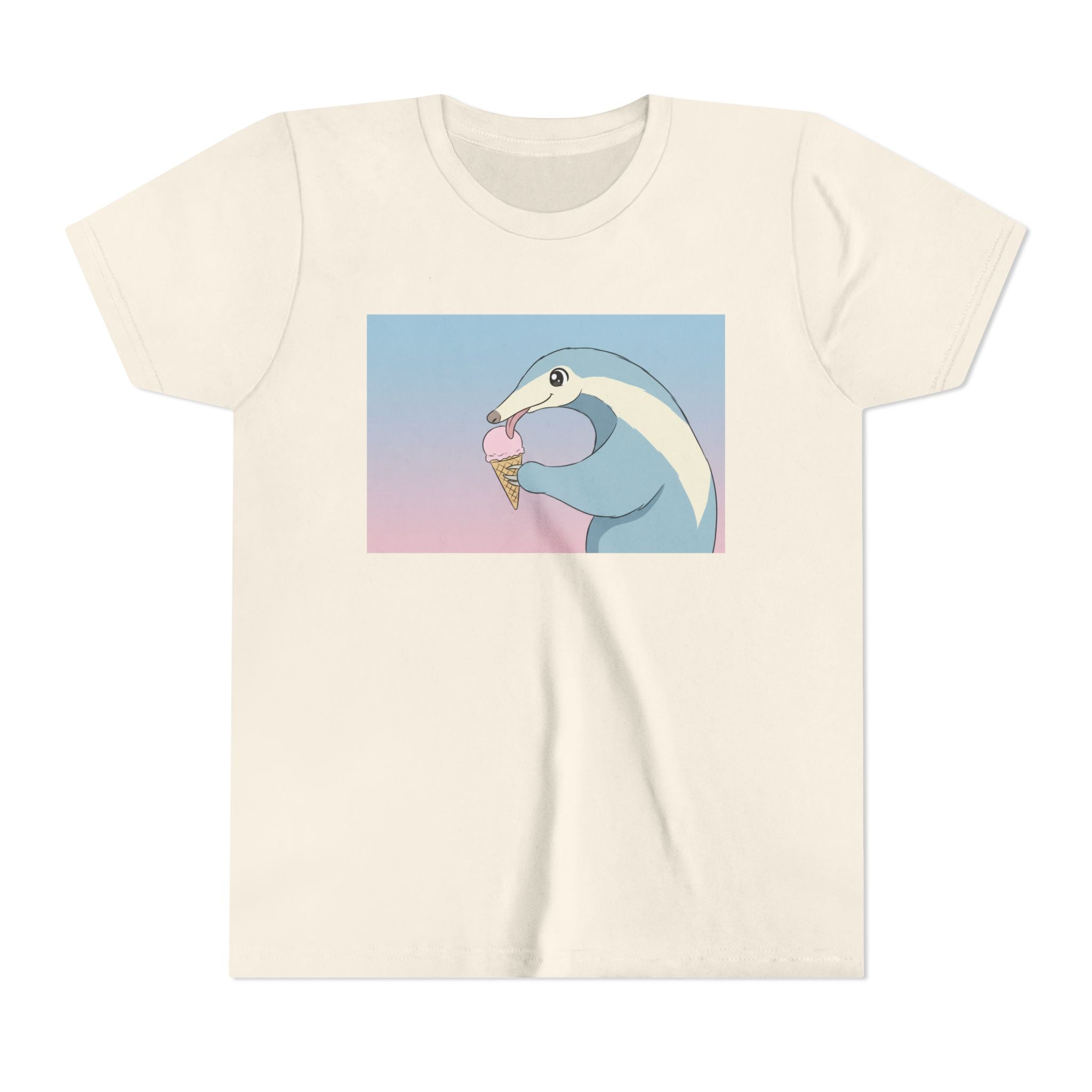 Anteater Eating Ice Cream Kids Tee — Cute Pastel Animal Graphic Youth T-Shirt - Kids