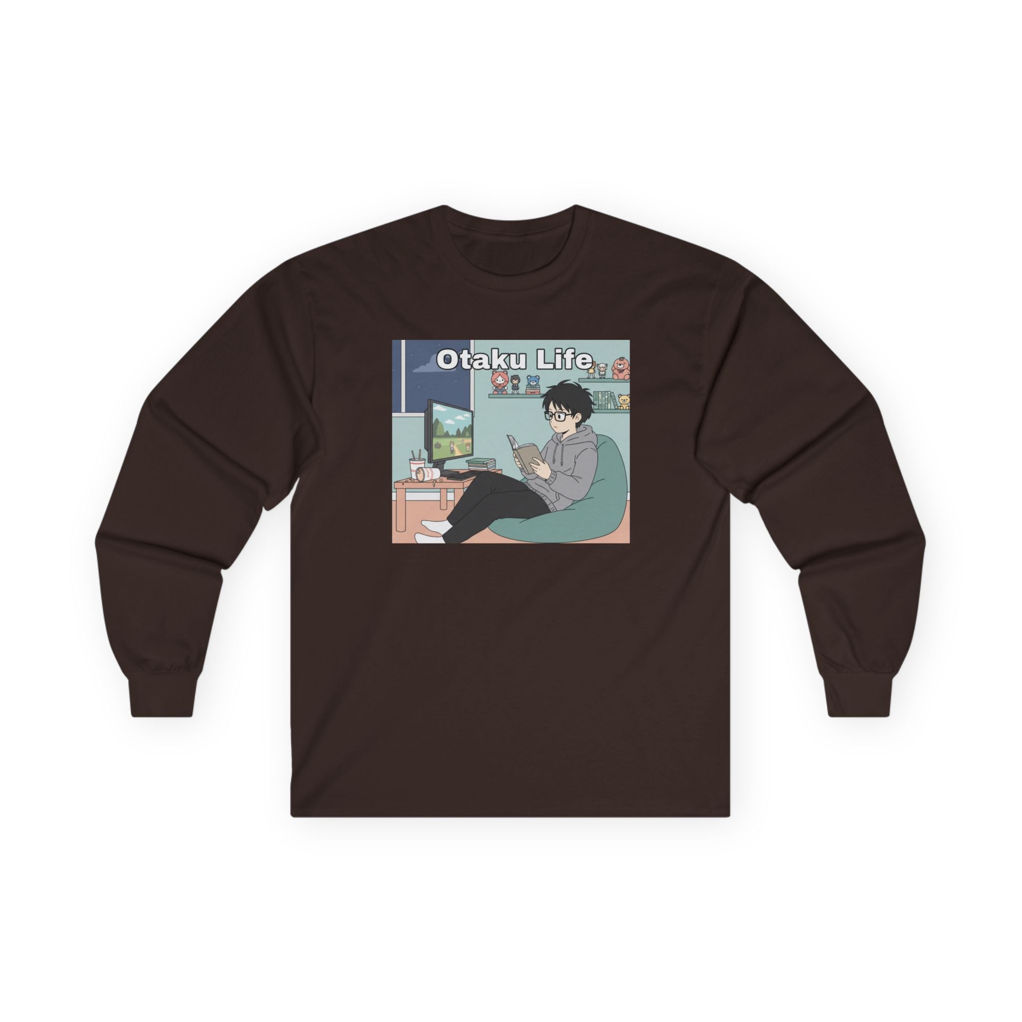Otaku Life Long Sleeve Tee — Anime Lover Graphic Shirt - Adult