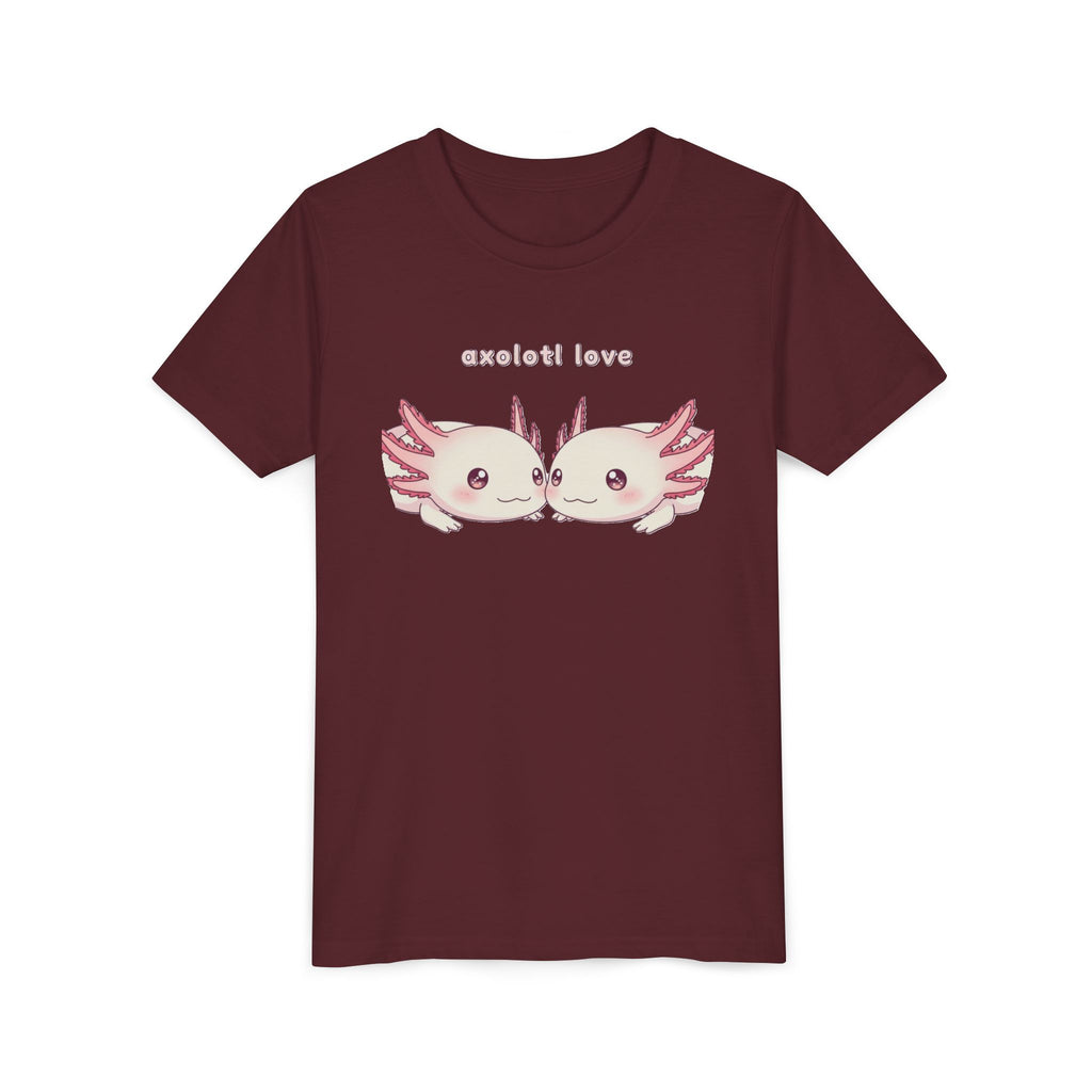 Youth Tee — 'Axolotl Love' Cute Kissing Axolotl Salamander Kids Shirt - Kids