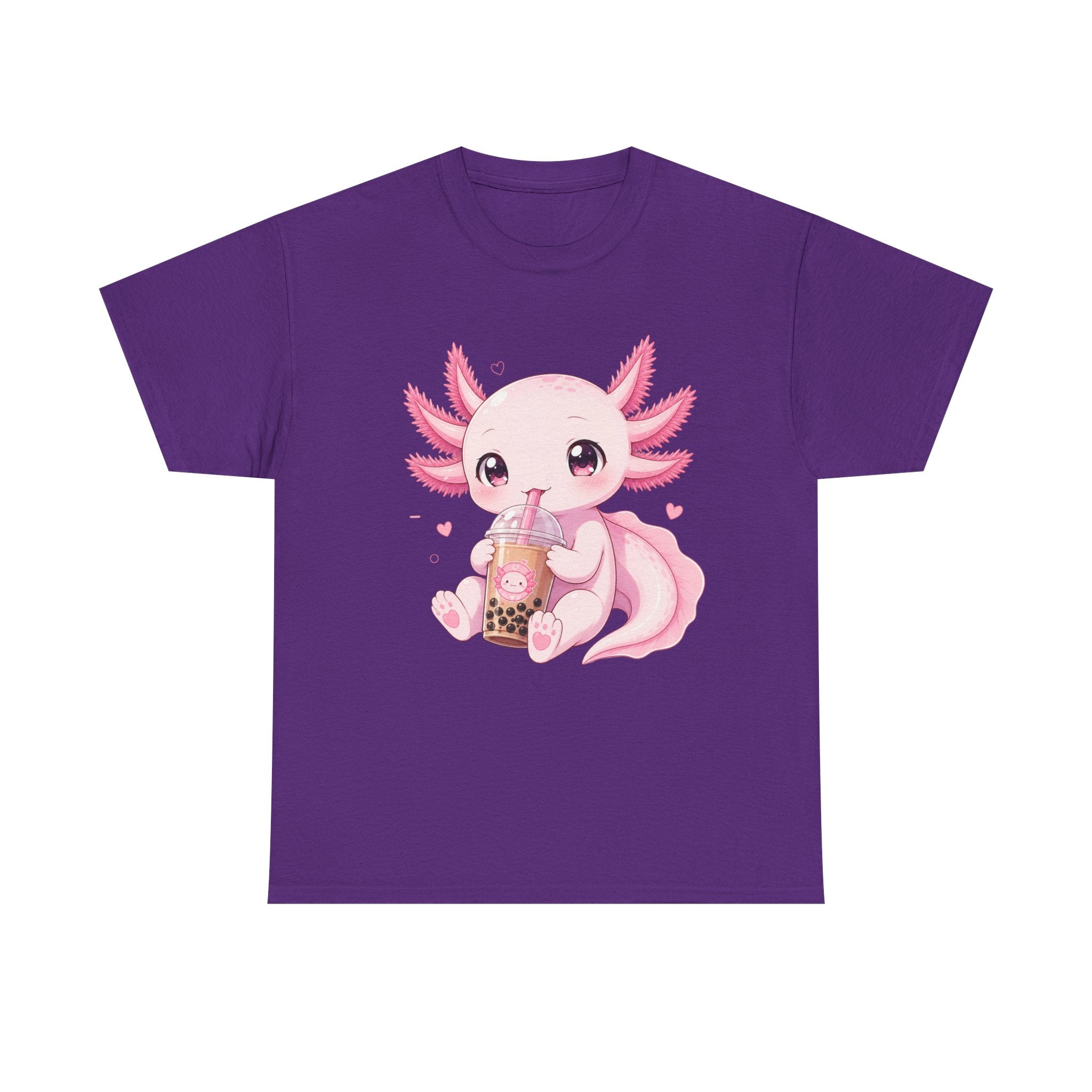 Axolotl Bubble Tea Tee — Cute Pink Axolotl Drinking Boba T-Shirt - Adult