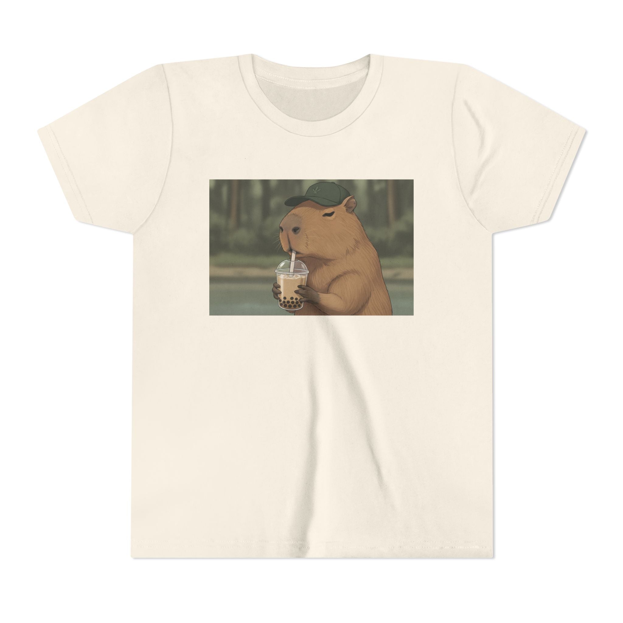 Capybara Drinking Boba Tea Youth Tee — Cute Kawaii Bubble Shirt for Kids - Kids