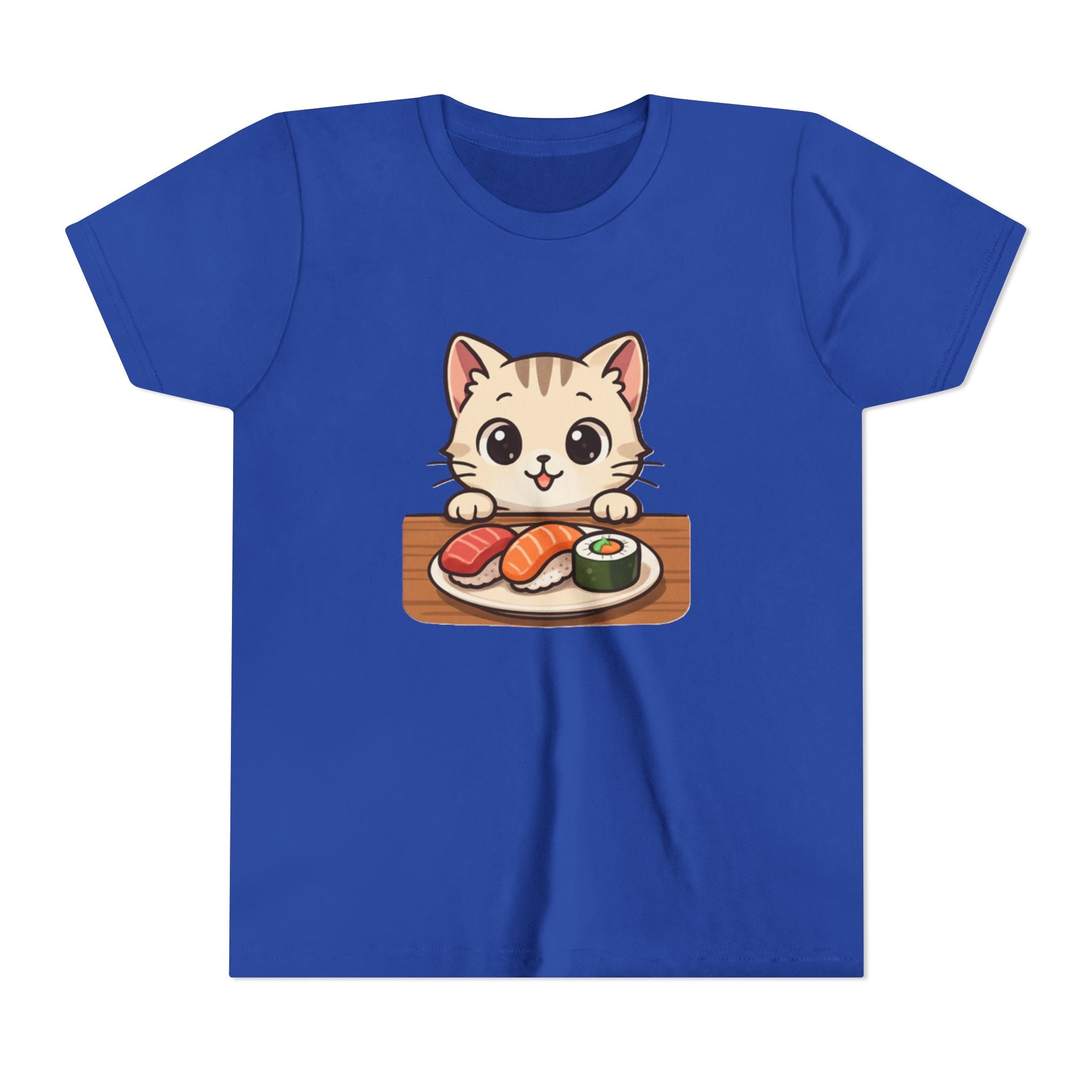 Kids Sushi Cat T-Shirt — Cute Kitty Eating Sushi Youth Tee