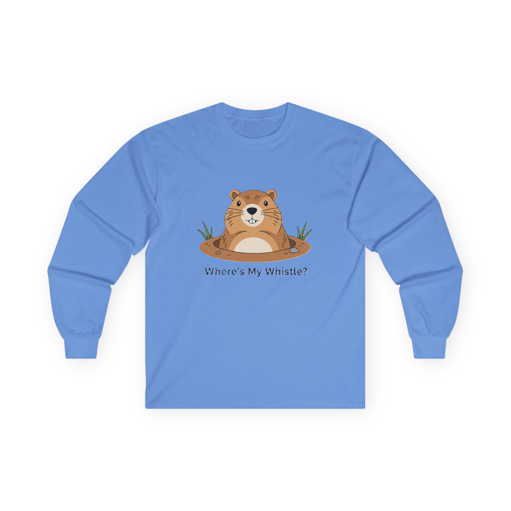 Groundhog 'Where's My Whistle?' Long Sleeve Whistle Pig Tee - Adult